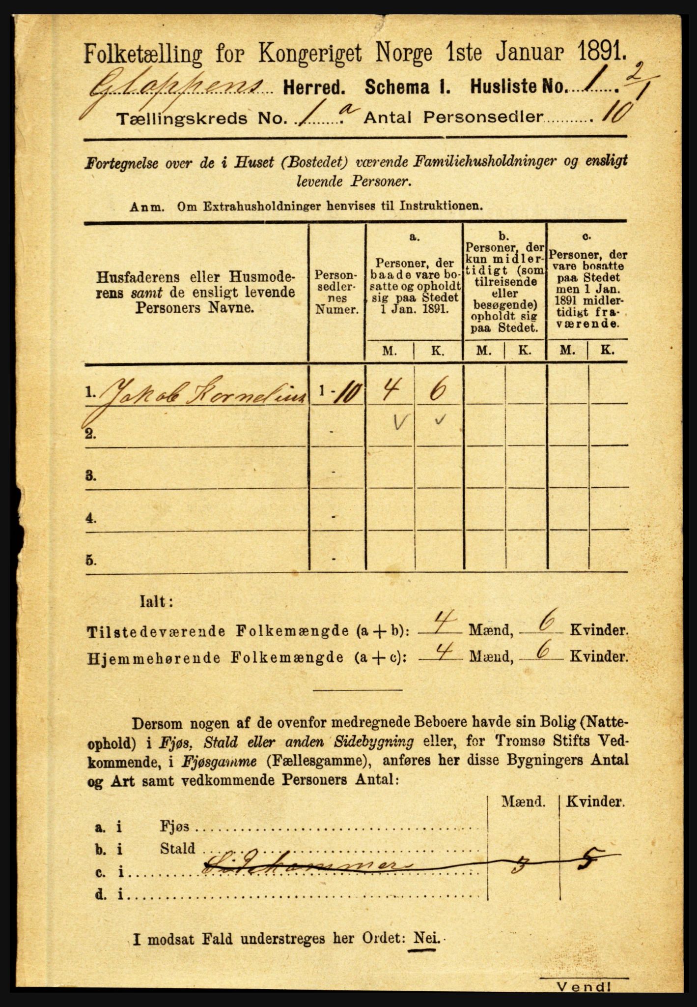 RA, 1891 census for 1445 Gloppen, 1891, p. 27