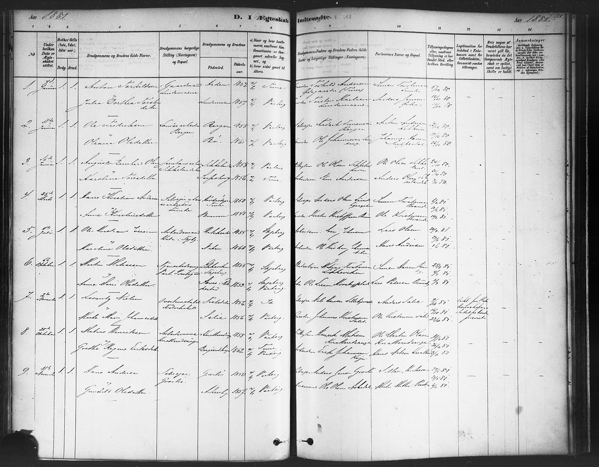 Varteig prestekontor Kirkebøker, SAO/A-10447a/F/Fa/L0002: Parish register (official) no. 2, 1878-1899, p. 178