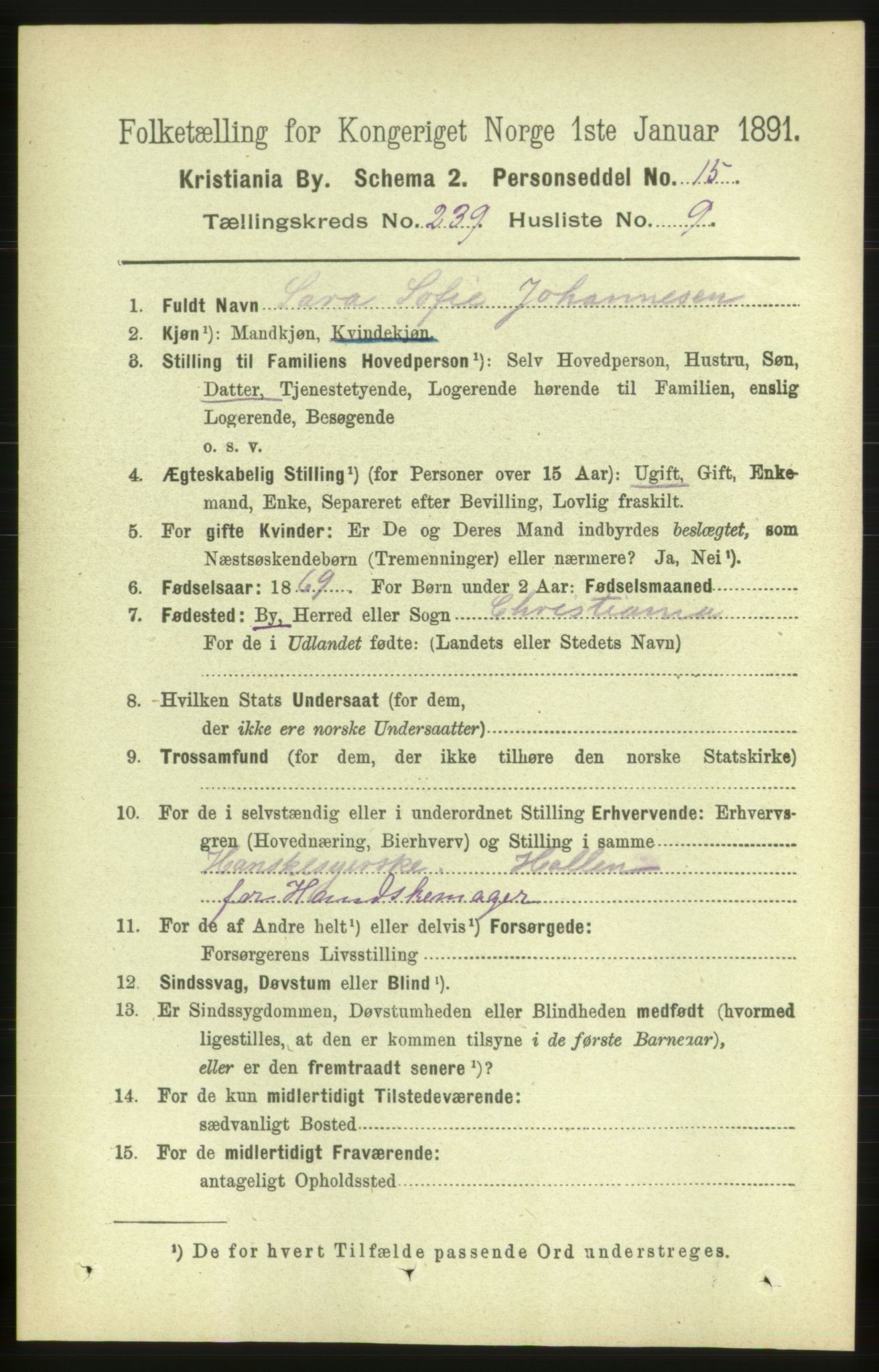 RA, 1891 census for 0301 Kristiania, 1891, p. 145462