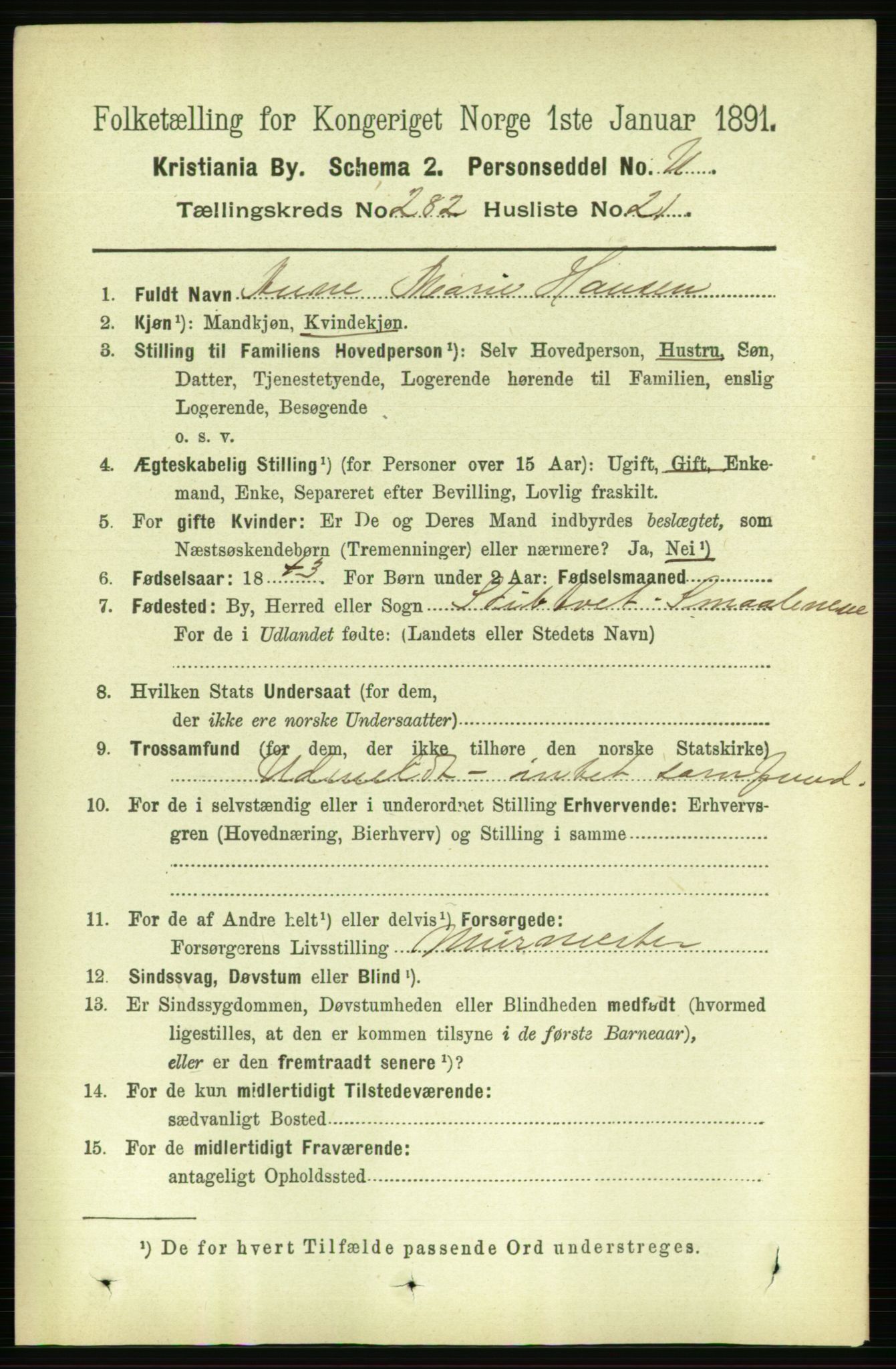 RA, 1891 census for 0301 Kristiania, 1891, p. 172310