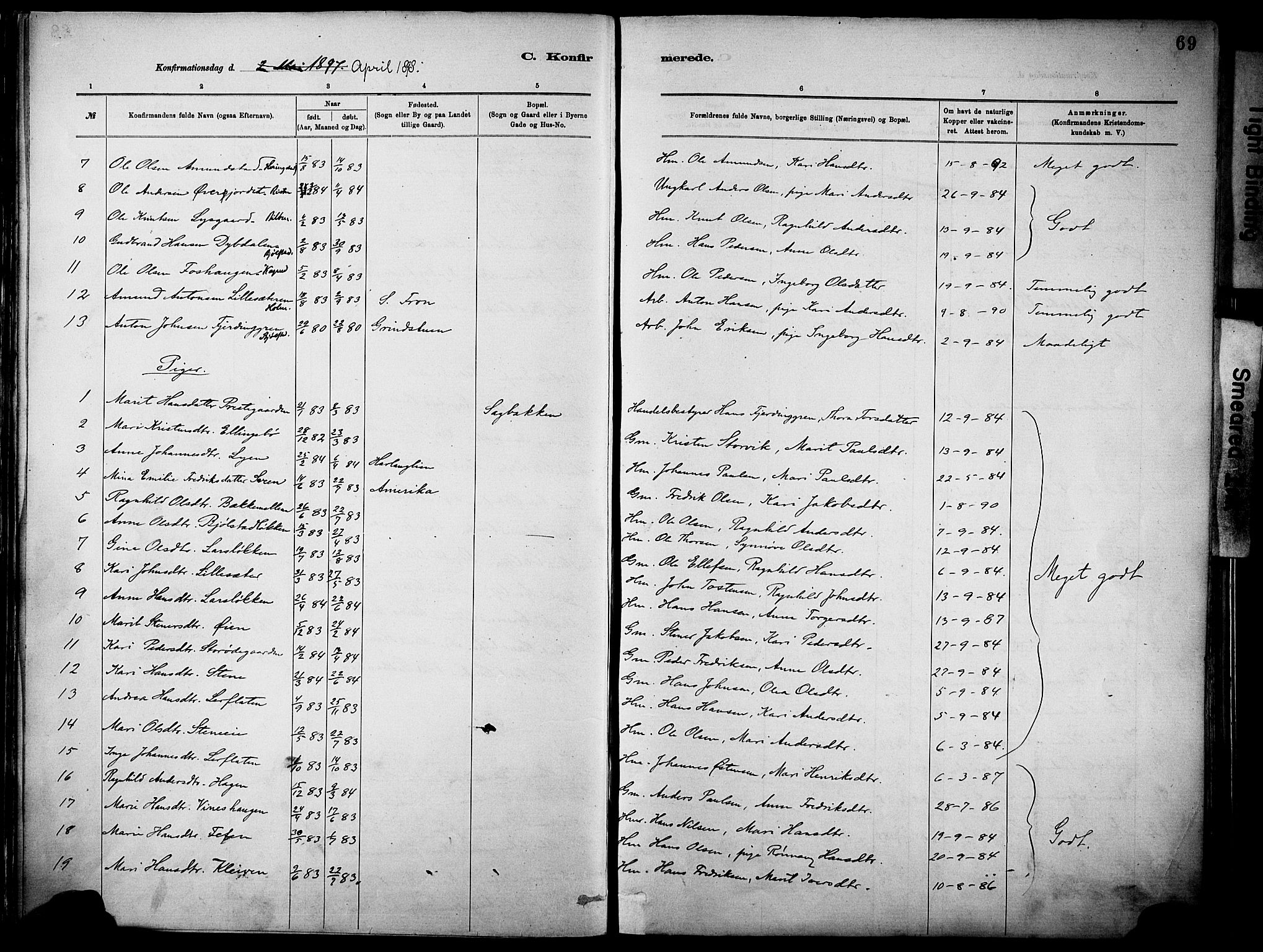 Vågå prestekontor, SAH/PREST-076/H/Ha/Haa/L0010: Parish register (official) no. 10, 1887-1904, p. 69