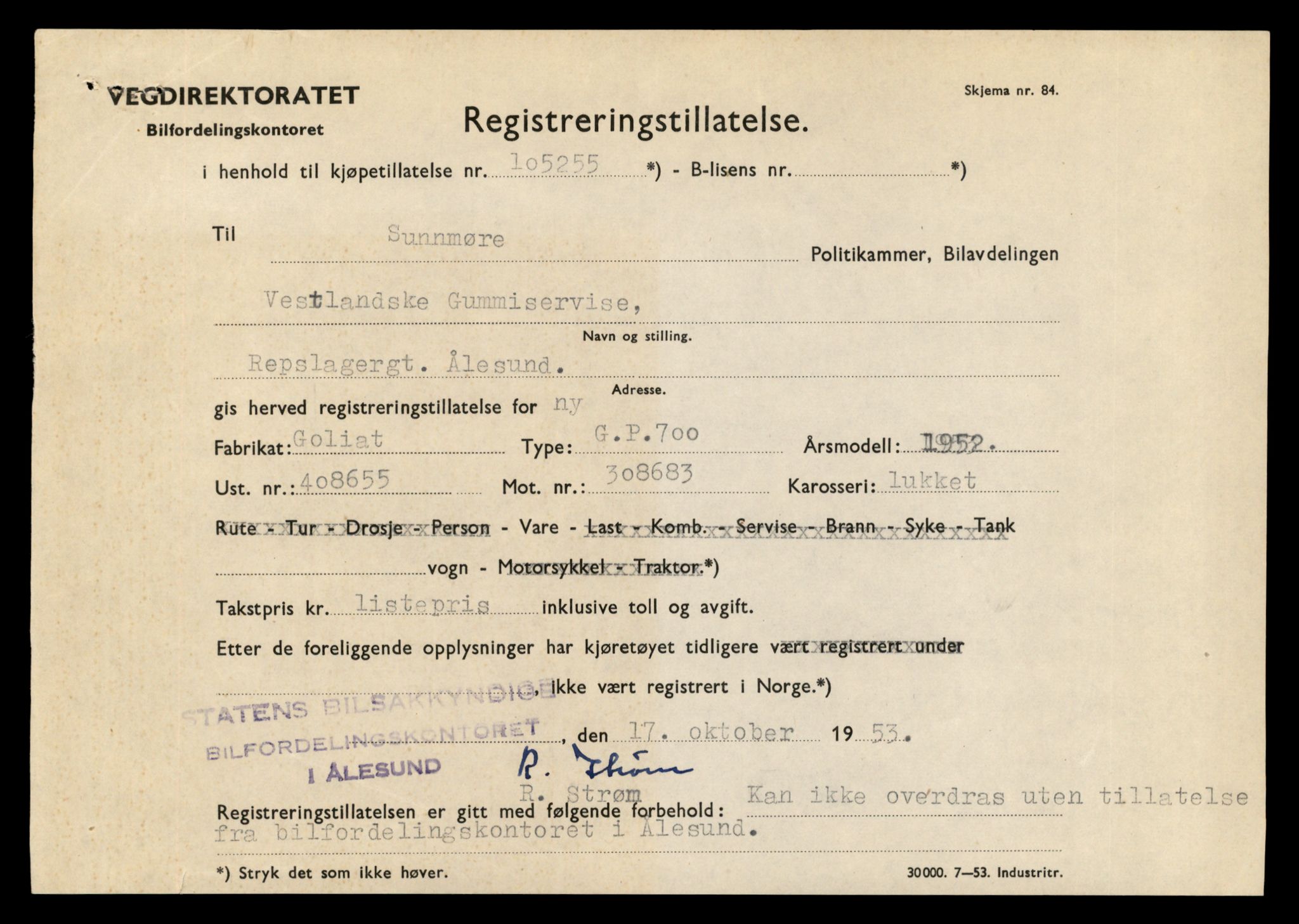 Møre og Romsdal vegkontor - Ålesund trafikkstasjon, AV/SAT-A-4099/F/Fe/L0012: Registreringskort for kjøretøy T 1290 - T 1450, 1927-1998, p. 2634