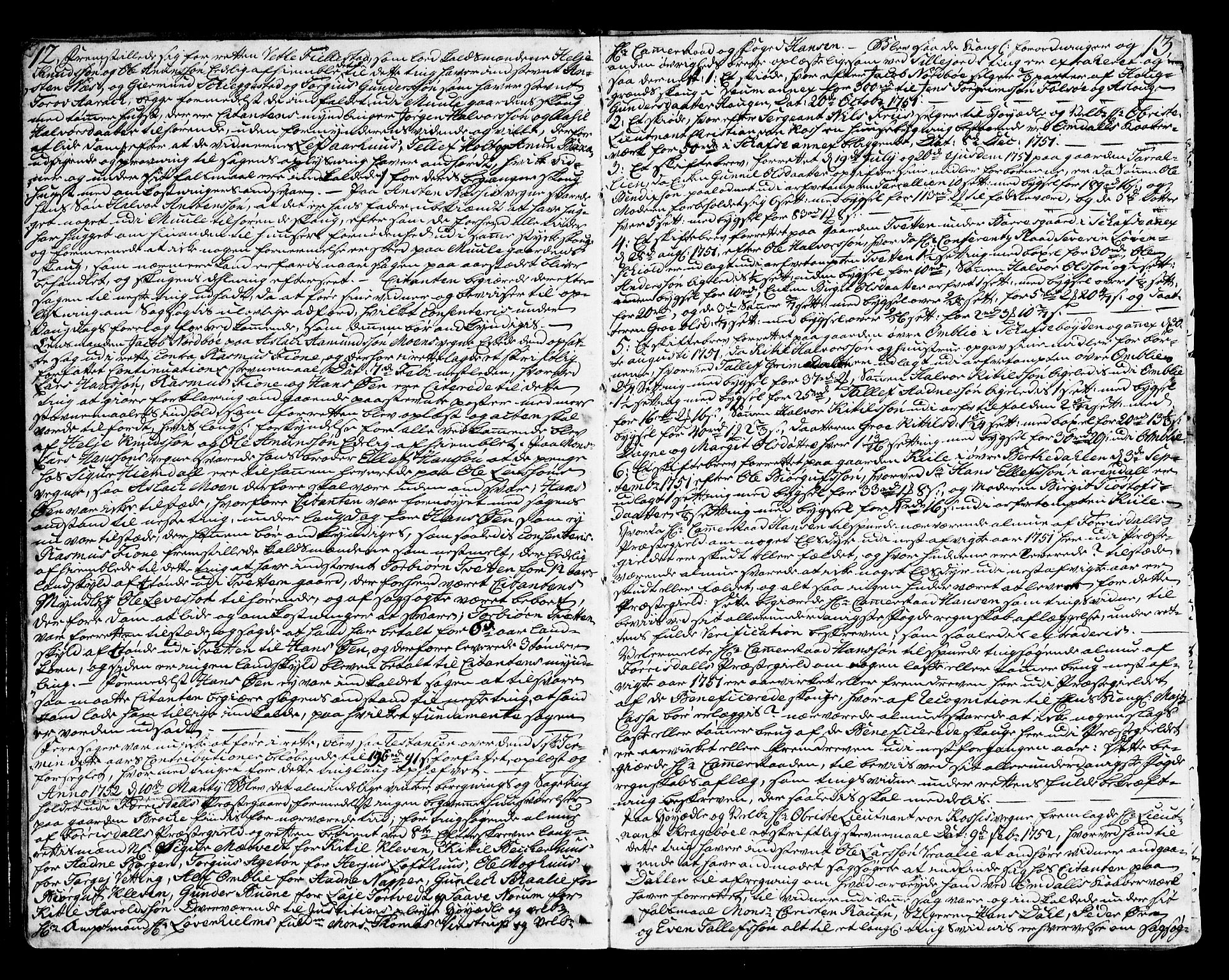 Vest-Telemark sorenskriveri, AV/SAKO-A-134/F/Fa/L0031: Tingbok, 1752-1756, p. 12-13