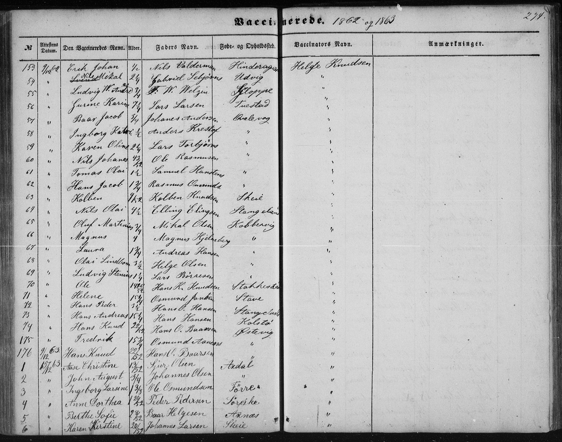 Avaldsnes sokneprestkontor, SAST/A -101851/H/Ha/Haa/L0009: Parish register (official) no. A 9, 1853-1865, p. 274