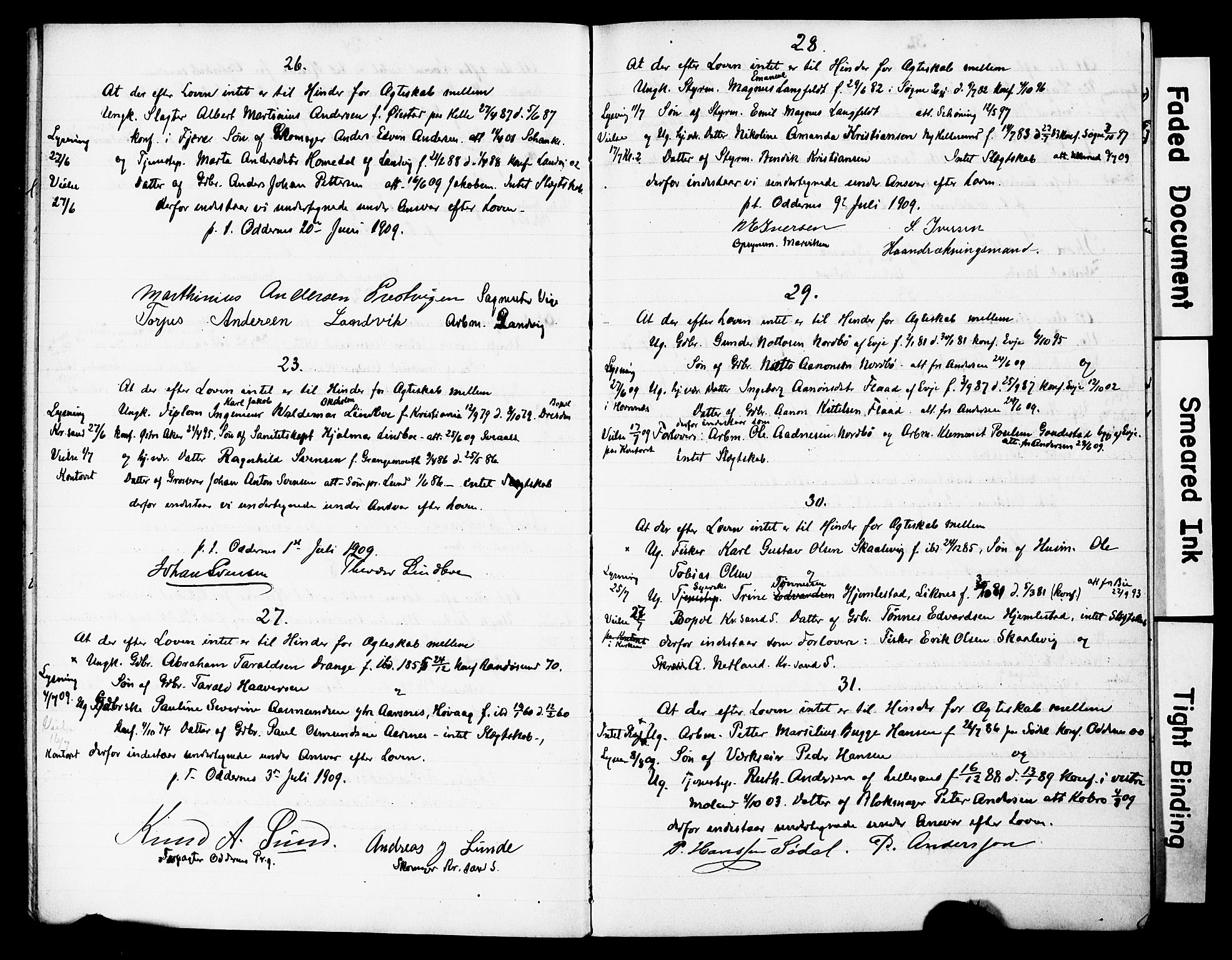 Oddernes sokneprestkontor, AV/SAK-1111-0033/F/Fe/L0001/0002: Banns register no. A VI 13, 1906-1919, p. 19