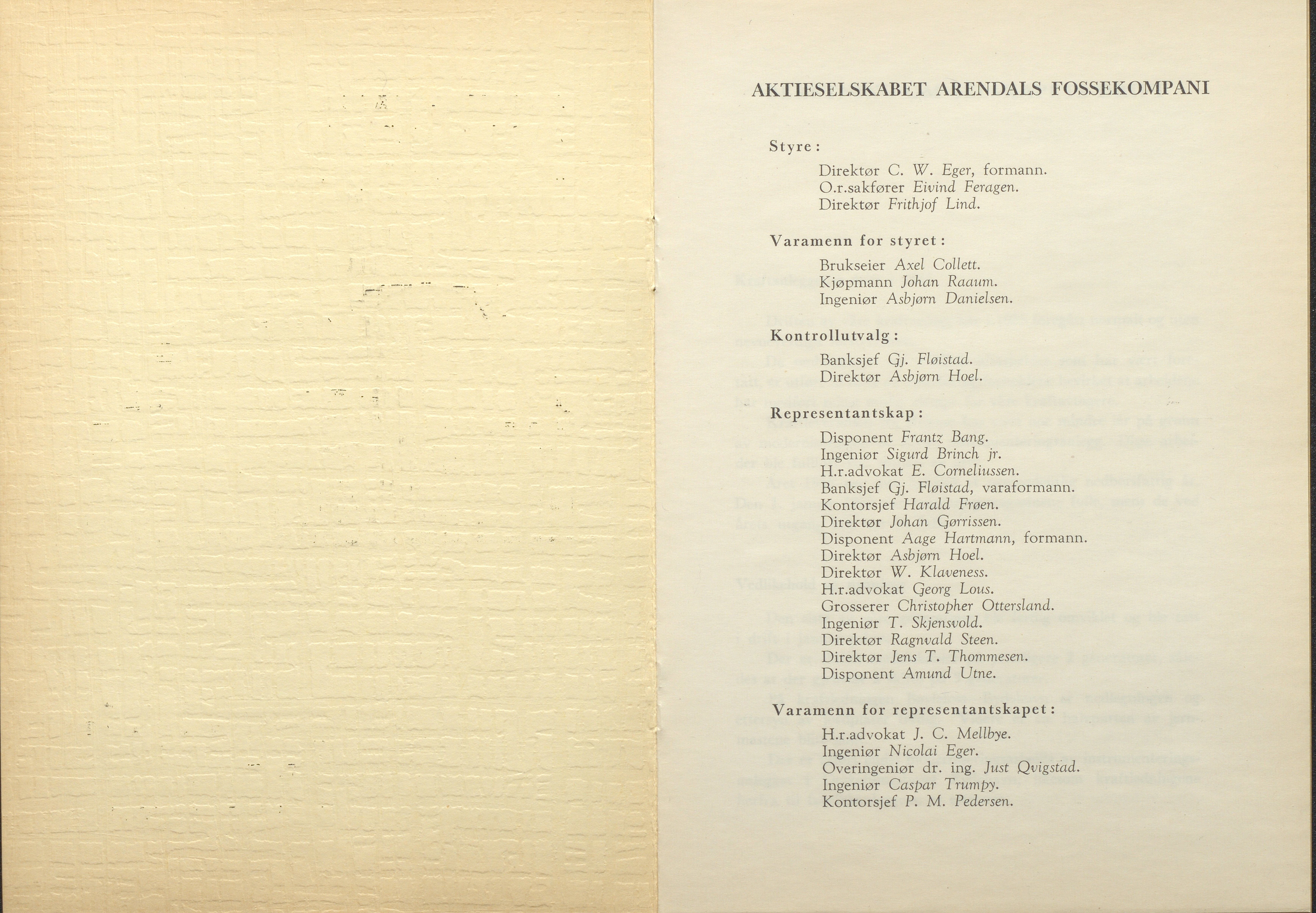 Arendals Fossekompani, AAKS/PA-2413/X/X01/L0001/0012: Beretninger, regnskap, balansekonto, gevinst- og tapskonto / Beretning, regnskap 1945 - 1962, 1945-1962, p. 62