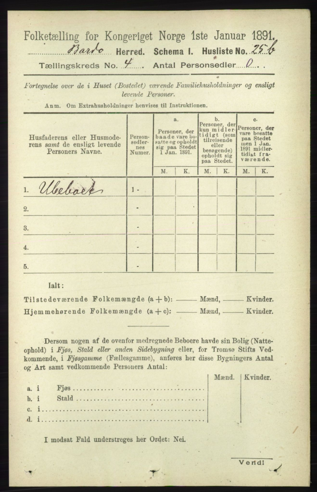 RA, 1891 census for 1922 Bardu, 1891, p. 1301