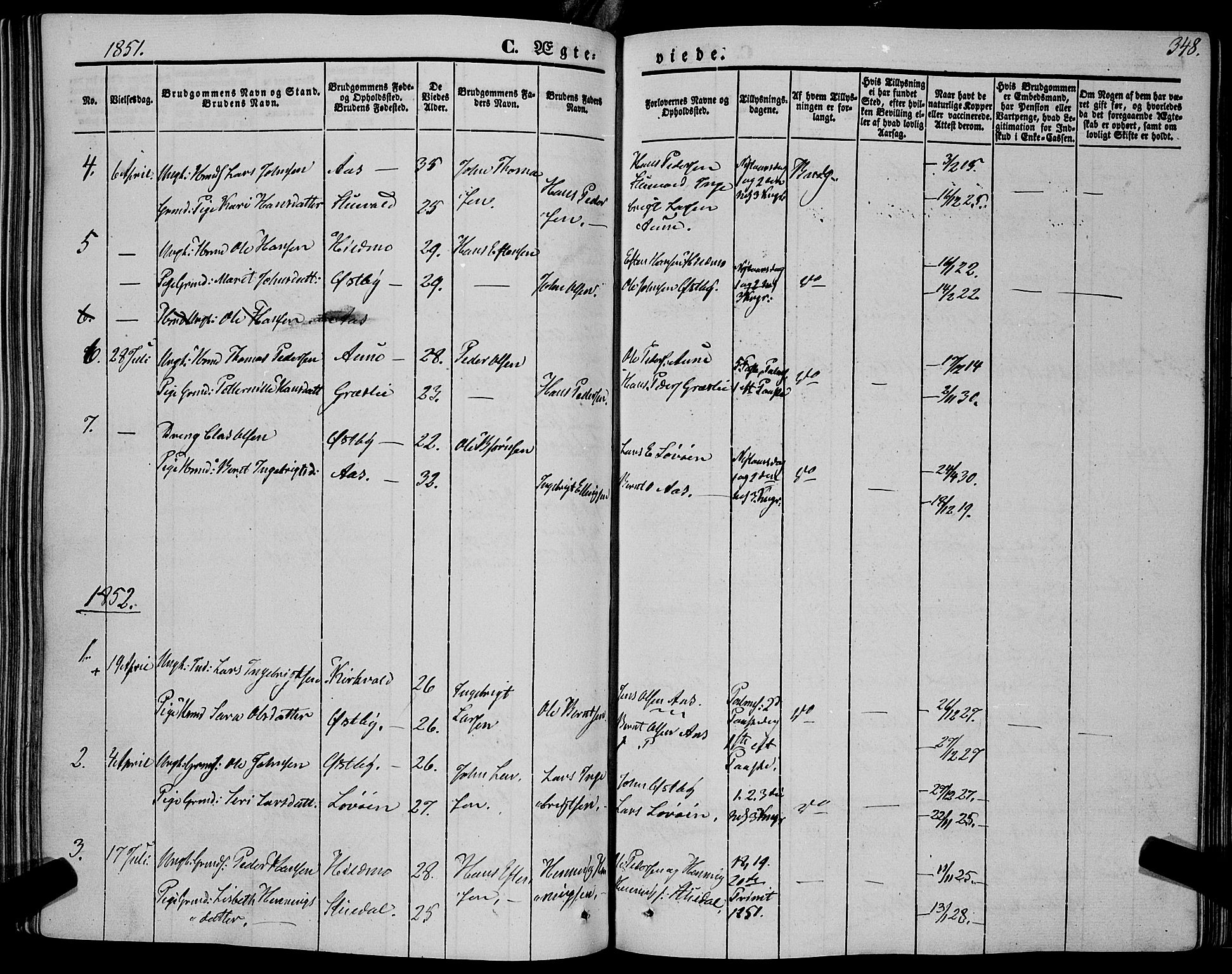 Ministerialprotokoller, klokkerbøker og fødselsregistre - Sør-Trøndelag, SAT/A-1456/695/L1146: Parish register (official) no. 695A06 /2, 1843-1859, p. 348