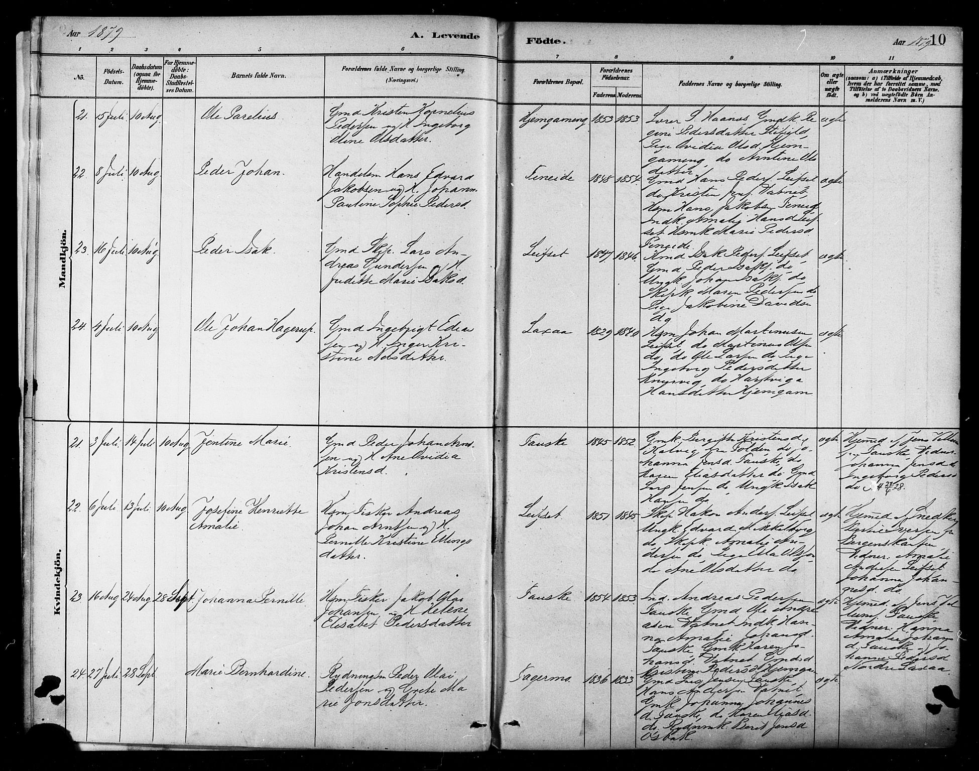 Ministerialprotokoller, klokkerbøker og fødselsregistre - Nordland, AV/SAT-A-1459/849/L0689: Parish register (official) no. 849A01, 1879-1889, p. 10