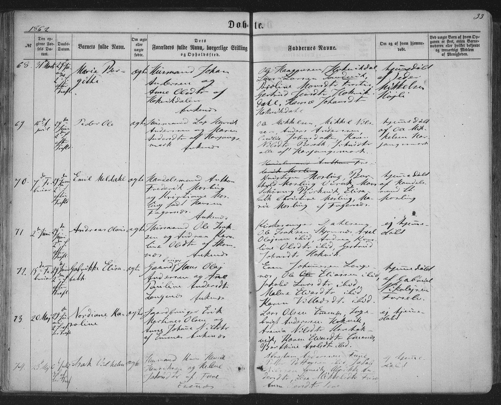 Ministerialprotokoller, klokkerbøker og fødselsregistre - Nordland, AV/SAT-A-1459/863/L0896: Parish register (official) no. 863A08, 1861-1871, p. 33