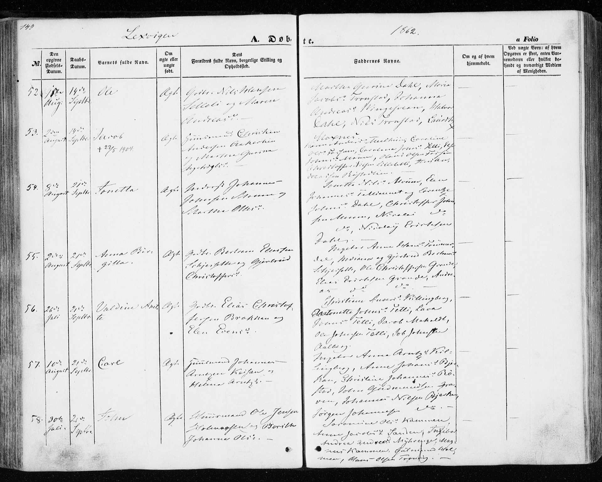 Ministerialprotokoller, klokkerbøker og fødselsregistre - Nord-Trøndelag, SAT/A-1458/701/L0008: Parish register (official) no. 701A08 /1, 1854-1863, p. 149