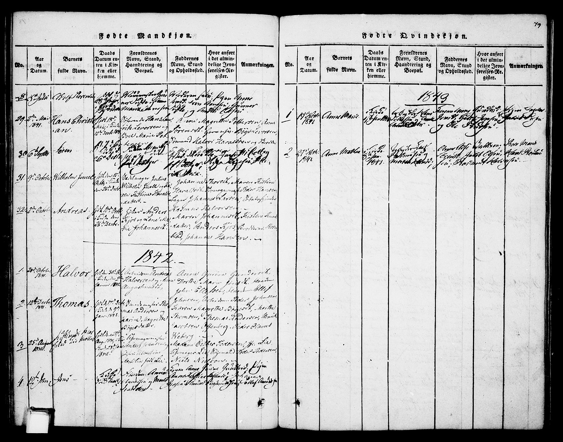 Skien kirkebøker, SAKO/A-302/F/Fa/L0005: Parish register (official) no. 5, 1814-1843, p. 79