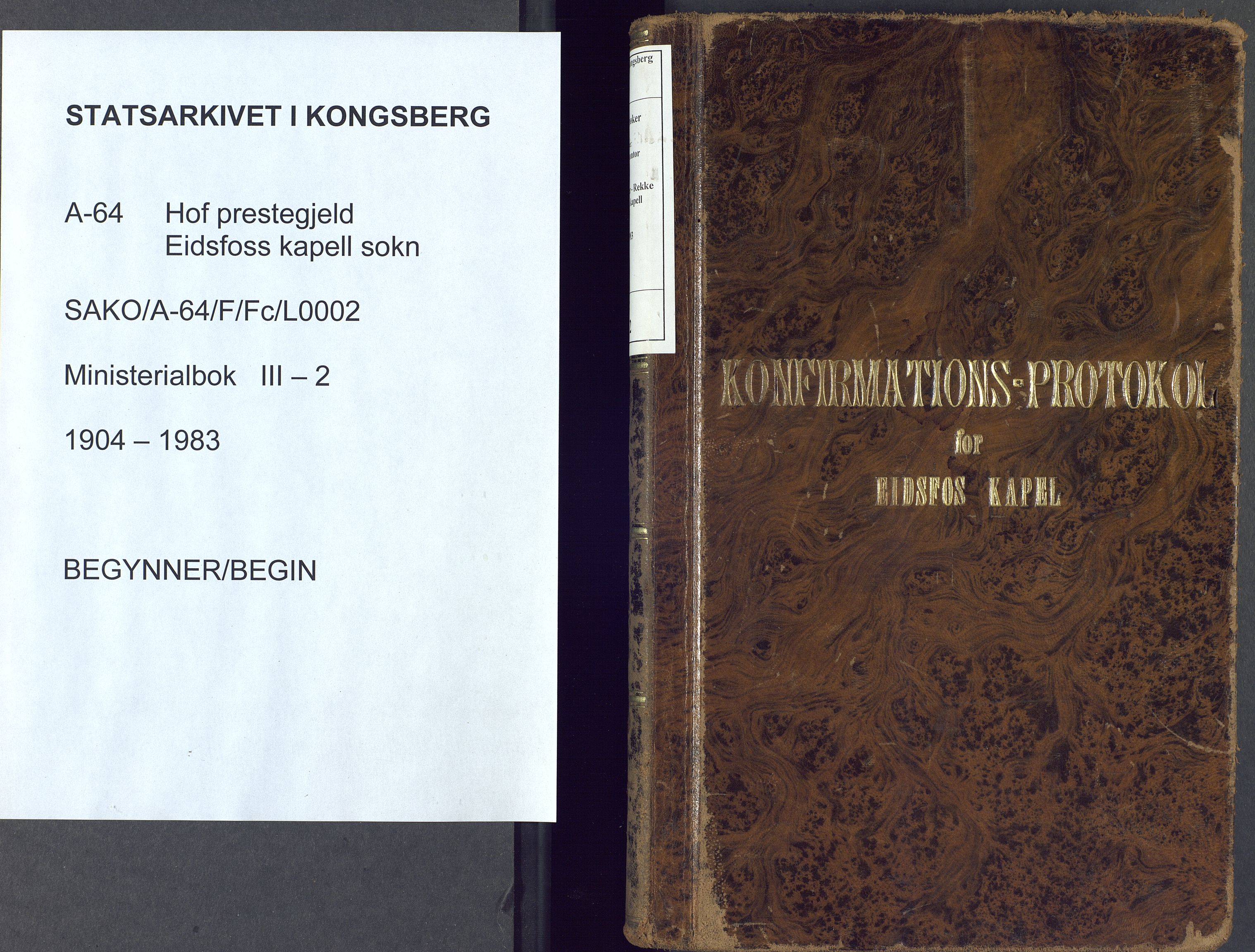 Hof kirkebøker, AV/SAKO-A-64/F/Fc/L0002: Parish register (official) no. IIi 2, 1904-1983