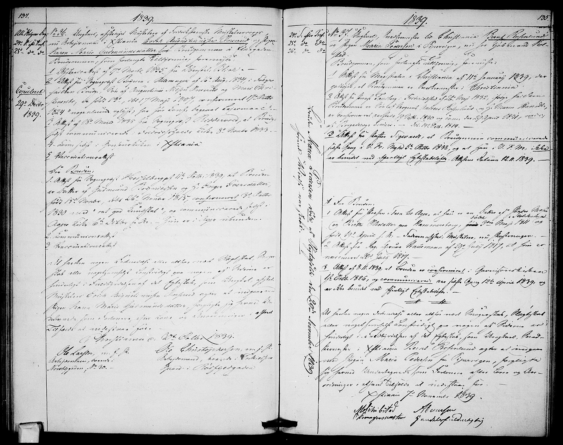 Garnisonsmenigheten Kirkebøker, AV/SAO-A-10846/H/Ha/L0003: Banns register no. I 3, 1835-1840, p. 134-135