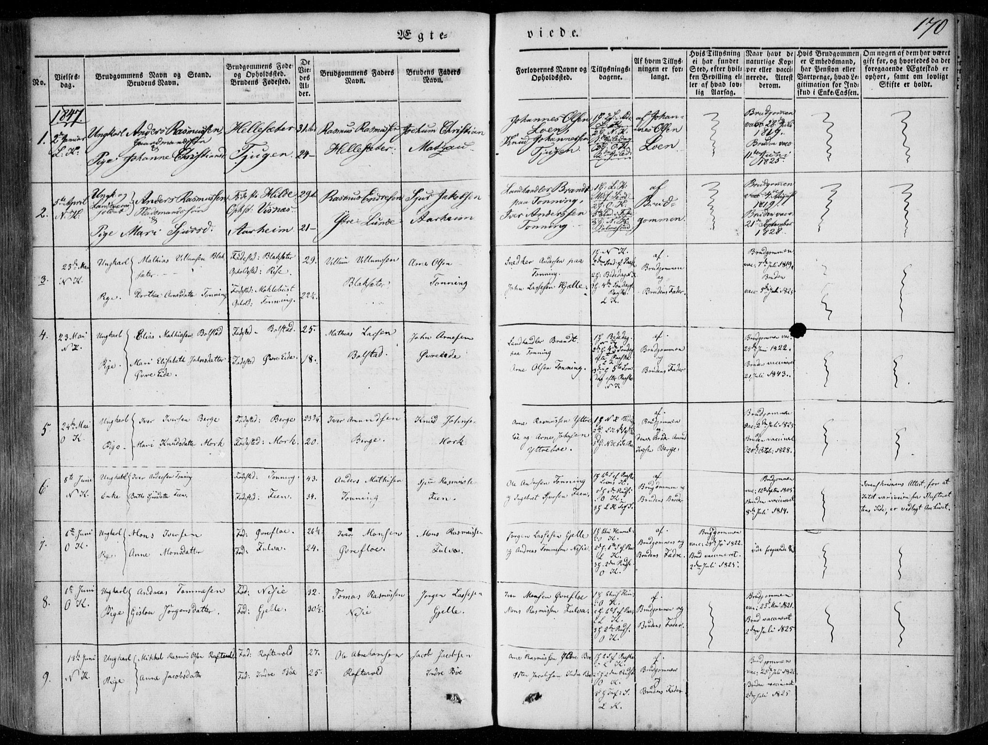 Stryn Sokneprestembete, SAB/A-82501: Parish register (official) no. A 2, 1844-1861, p. 170