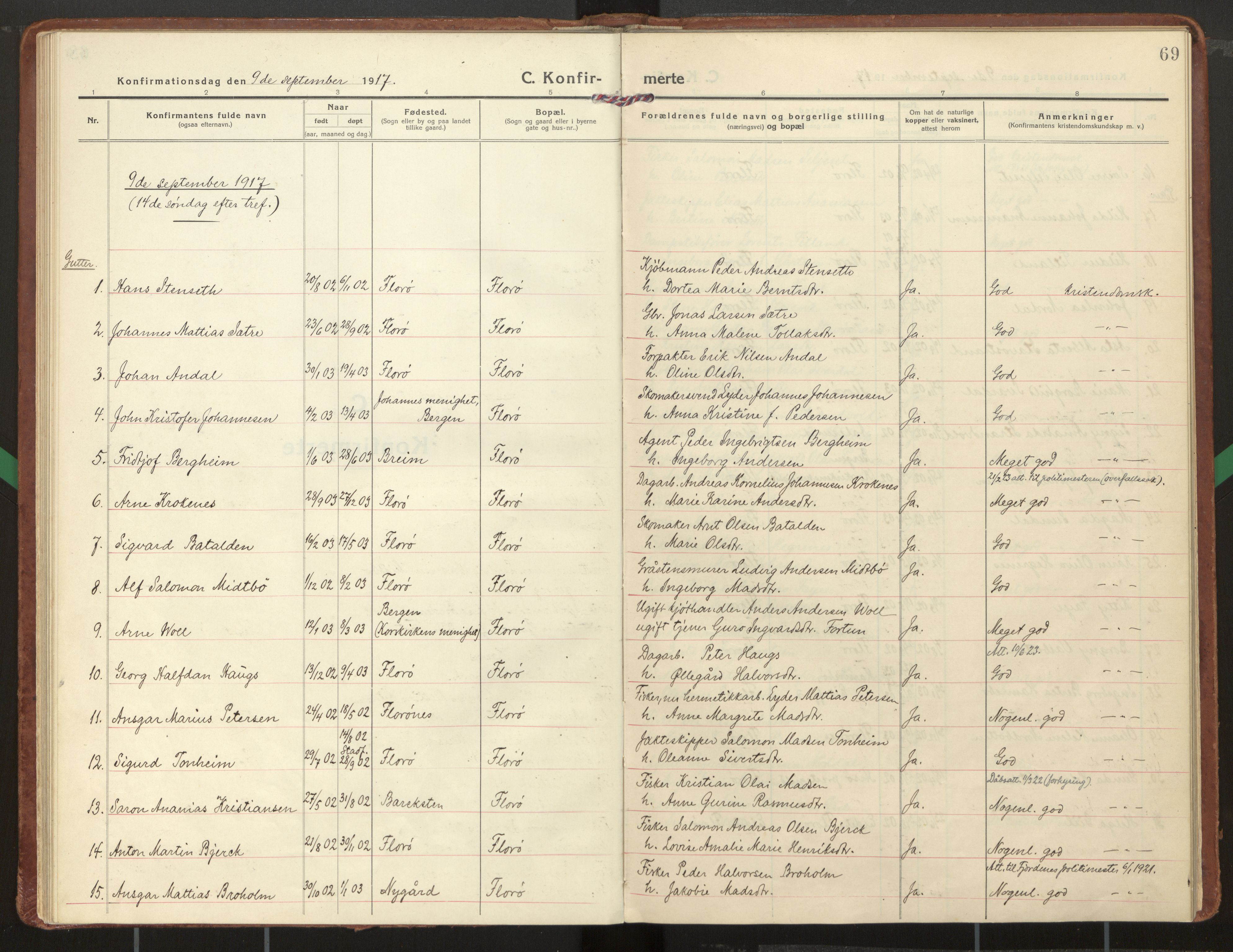 Kinn sokneprestembete, SAB/A-80801/H/Haa/Haac/L0003: Parish register (official) no. C 3, 1917-1934, p. 69