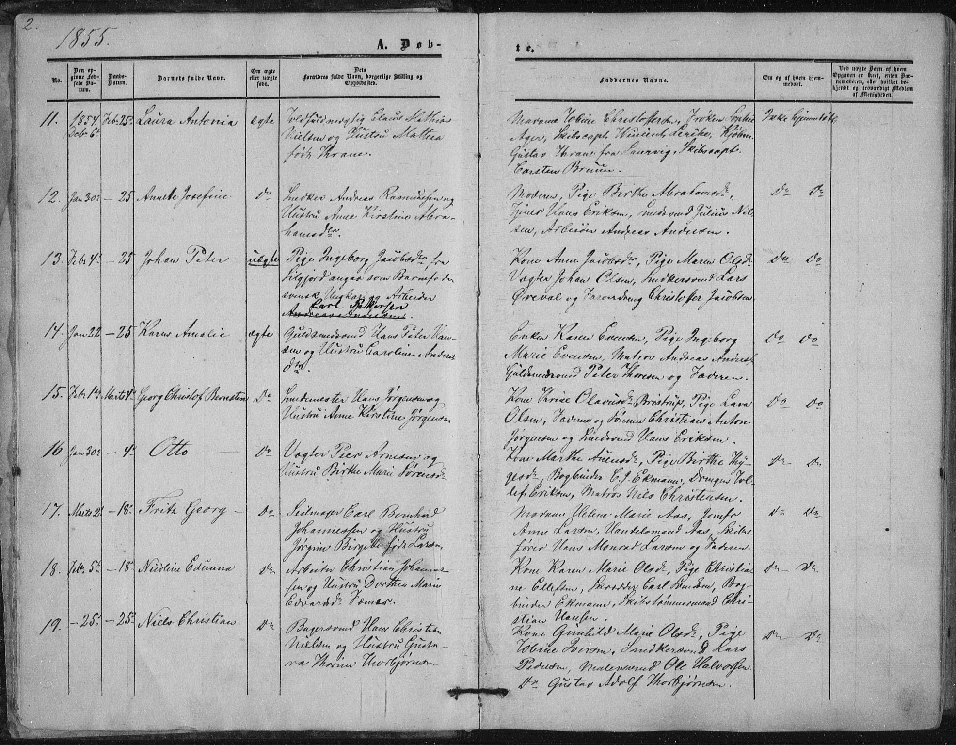 Tønsberg kirkebøker, AV/SAKO-A-330/F/Fa/L0008: Parish register (official) no. I 8, 1855-1864, p. 2