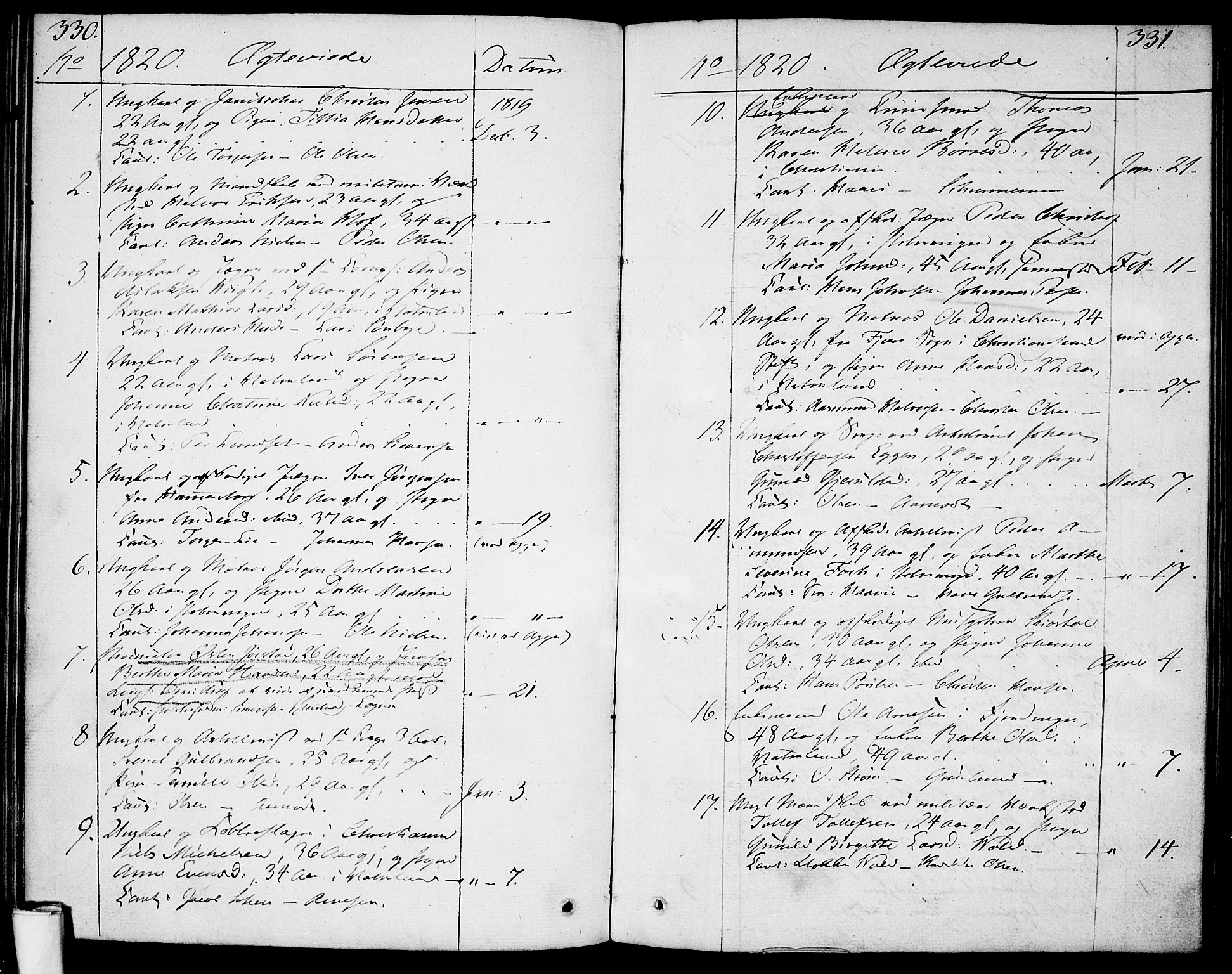 Garnisonsmenigheten Kirkebøker, AV/SAO-A-10846/F/Fa/L0004: Parish register (official) no. 4, 1820-1828, p. 330-331