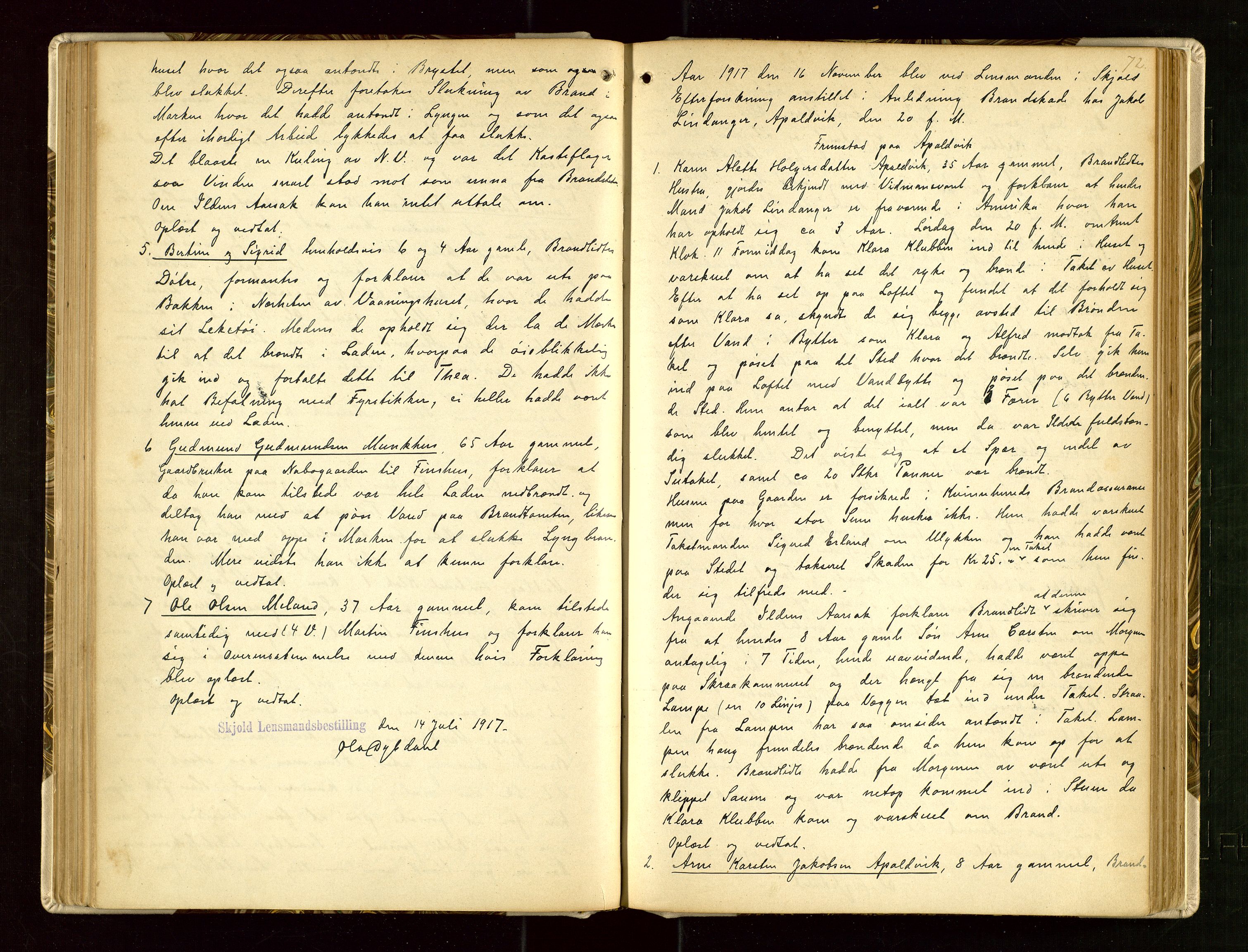 Skjold lensmannskontor, SAST/A-100182/Goa/L0002: "Brandtaksasjons-Protokol for Skjolds Thinglag", 1890-1949, p. 71b-72a