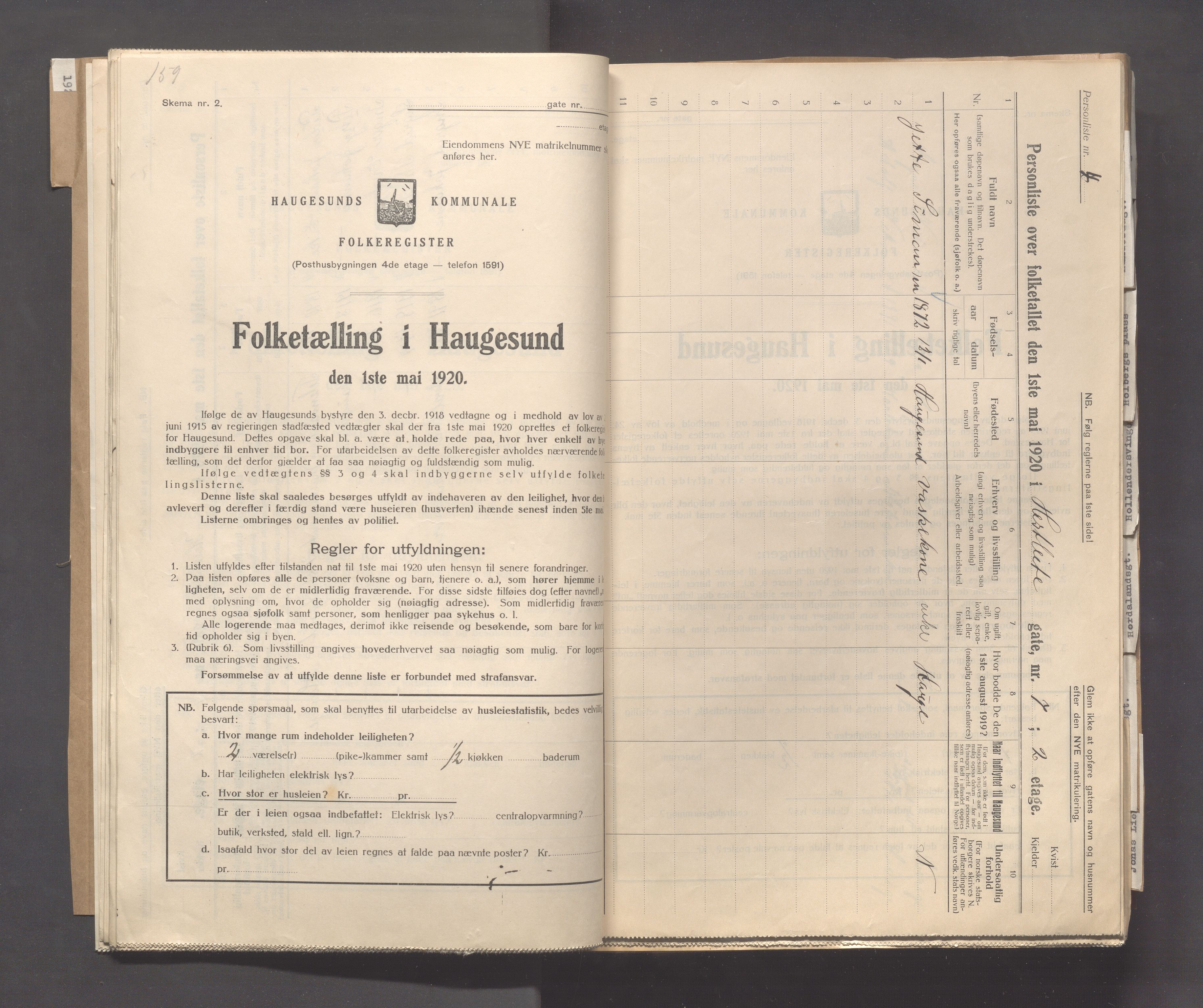 IKAR, Local census 1.5.1920 for Haugesund, 1920, p. 2118