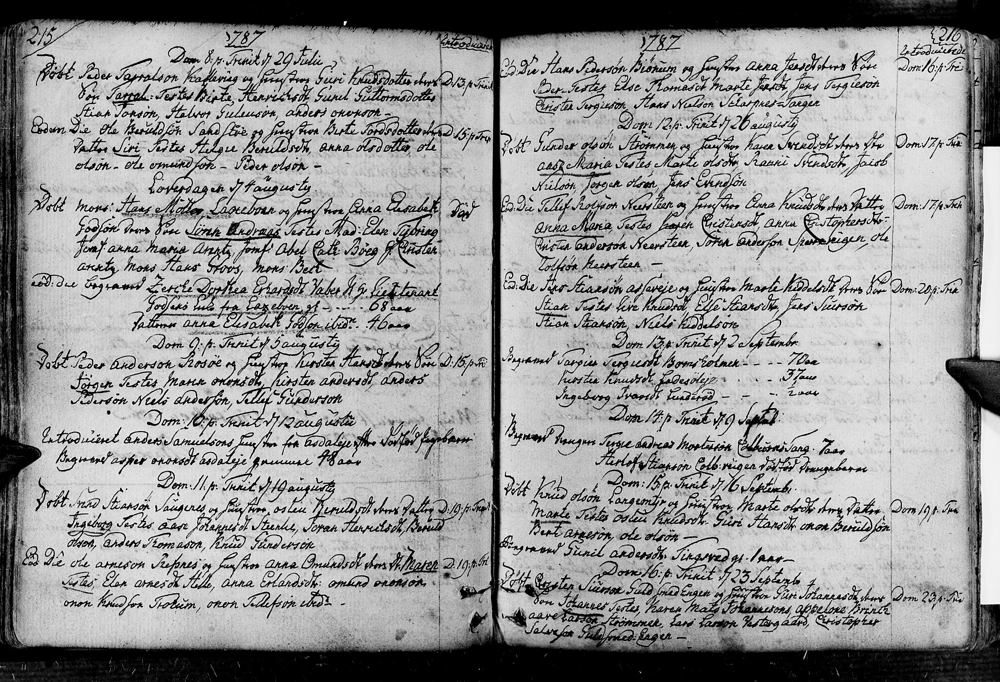 Øyestad sokneprestkontor, AV/SAK-1111-0049/F/Fa/L0008: Parish register (official) no. A 8, 1777-1804, p. 215-216