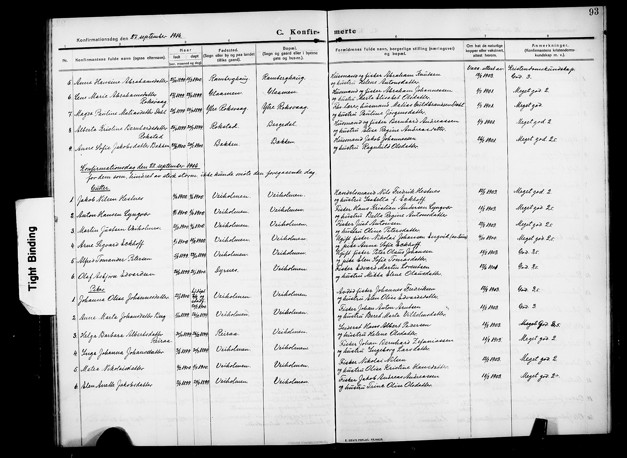 Ministerialprotokoller, klokkerbøker og fødselsregistre - Møre og Romsdal, SAT/A-1454/583/L0956: Parish register (copy) no. 583C01, 1909-1925, p. 93