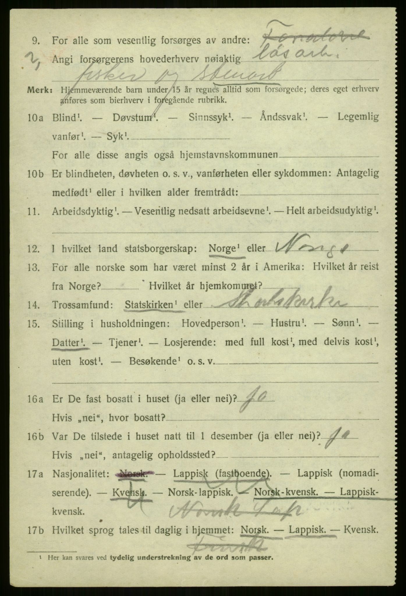 SATØ, 1920 census for Lyngen, 1920, p. 4046