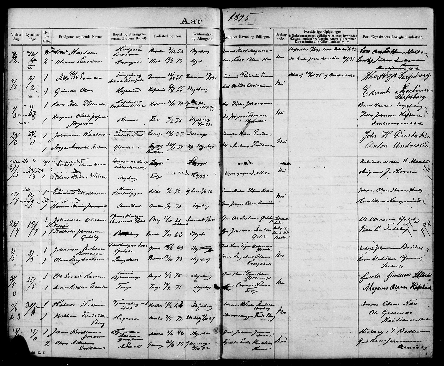 Skjeberg prestekontor Kirkebøker, AV/SAO-A-10923/H/Ha/L0001: Banns register no. I 1, 1893-1918