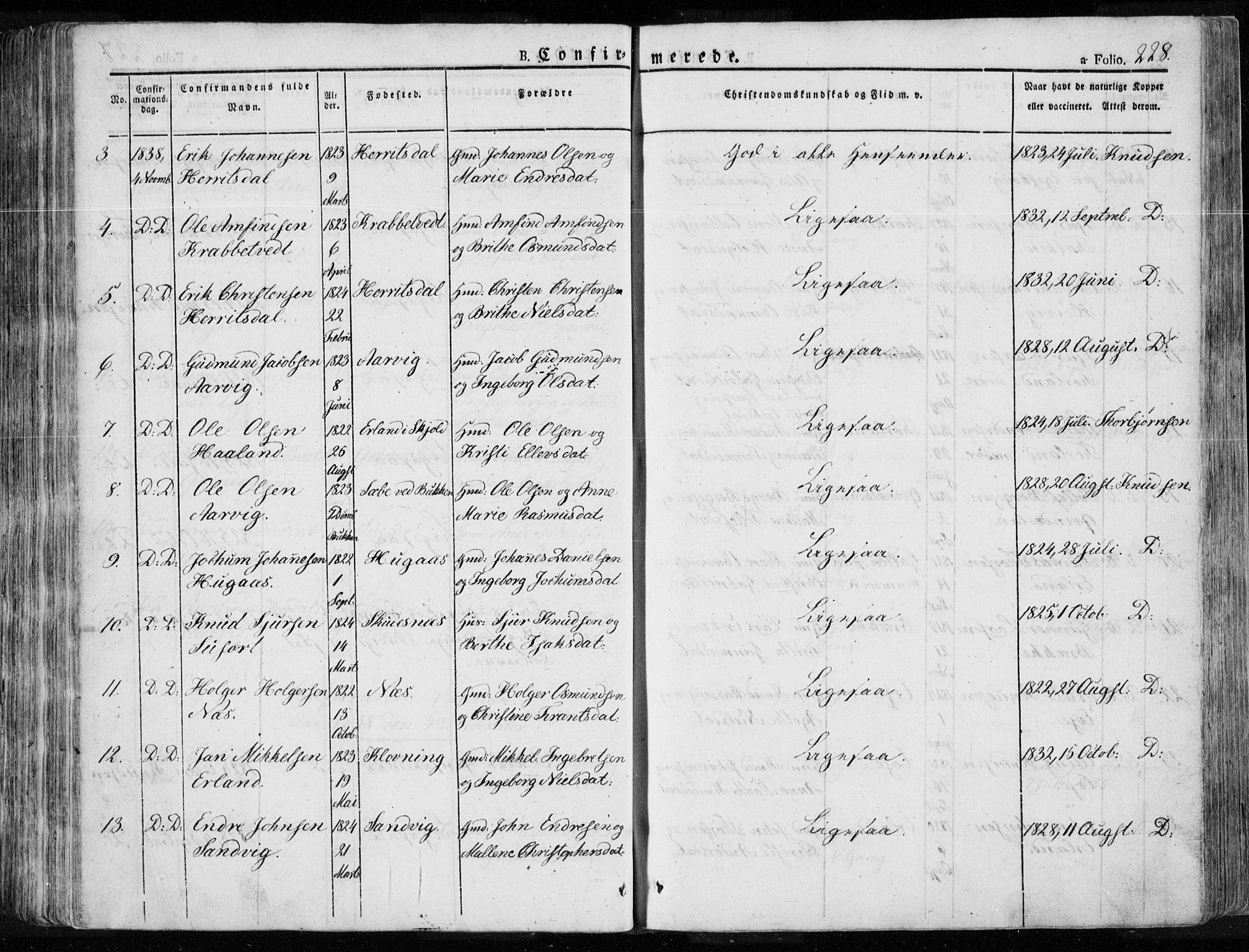 Tysvær sokneprestkontor, AV/SAST-A -101864/H/Ha/Haa/L0001: Parish register (official) no. A 1.1, 1831-1856, p. 228