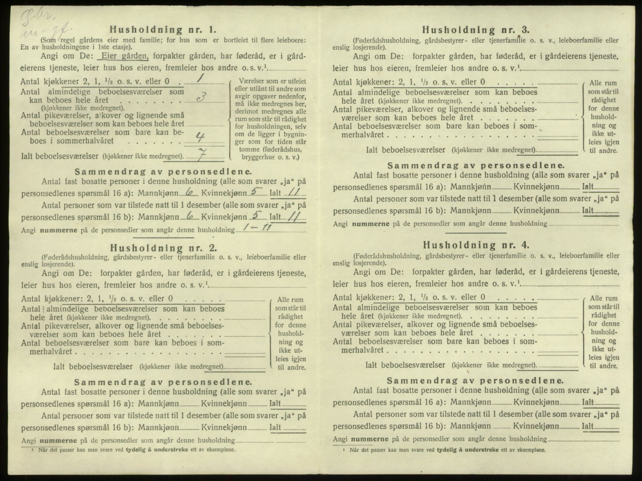 SAB, 1920 census for Innvik, 1920, p. 58