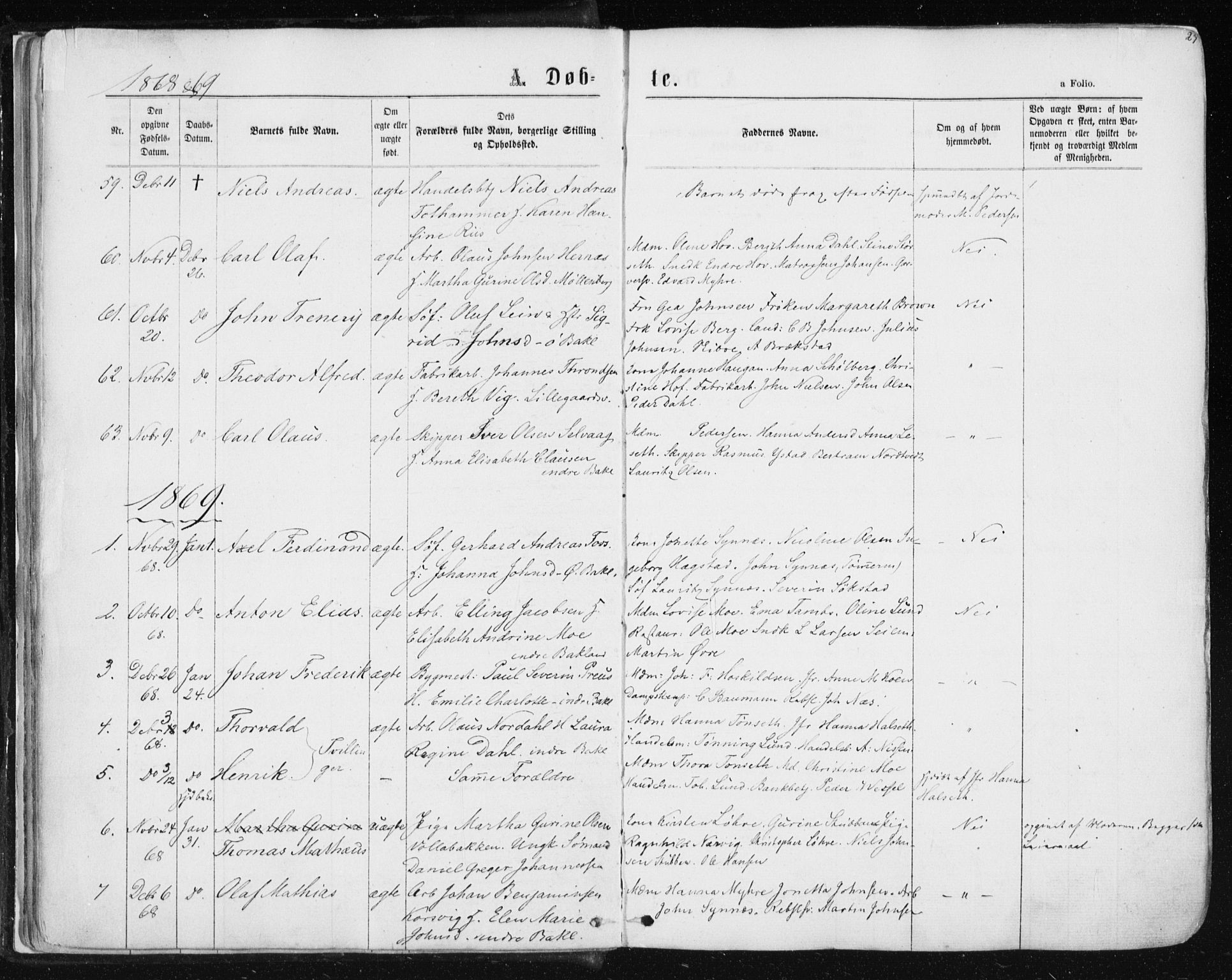 Ministerialprotokoller, klokkerbøker og fødselsregistre - Sør-Trøndelag, SAT/A-1456/604/L0186: Parish register (official) no. 604A07, 1866-1877, p. 27