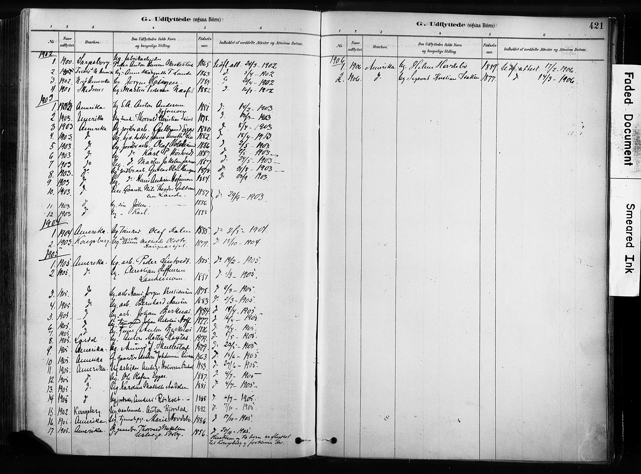 Sandsvær kirkebøker, SAKO/A-244/F/Fb/L0001: Parish register (official) no. II 1, 1878-1906, p. 421