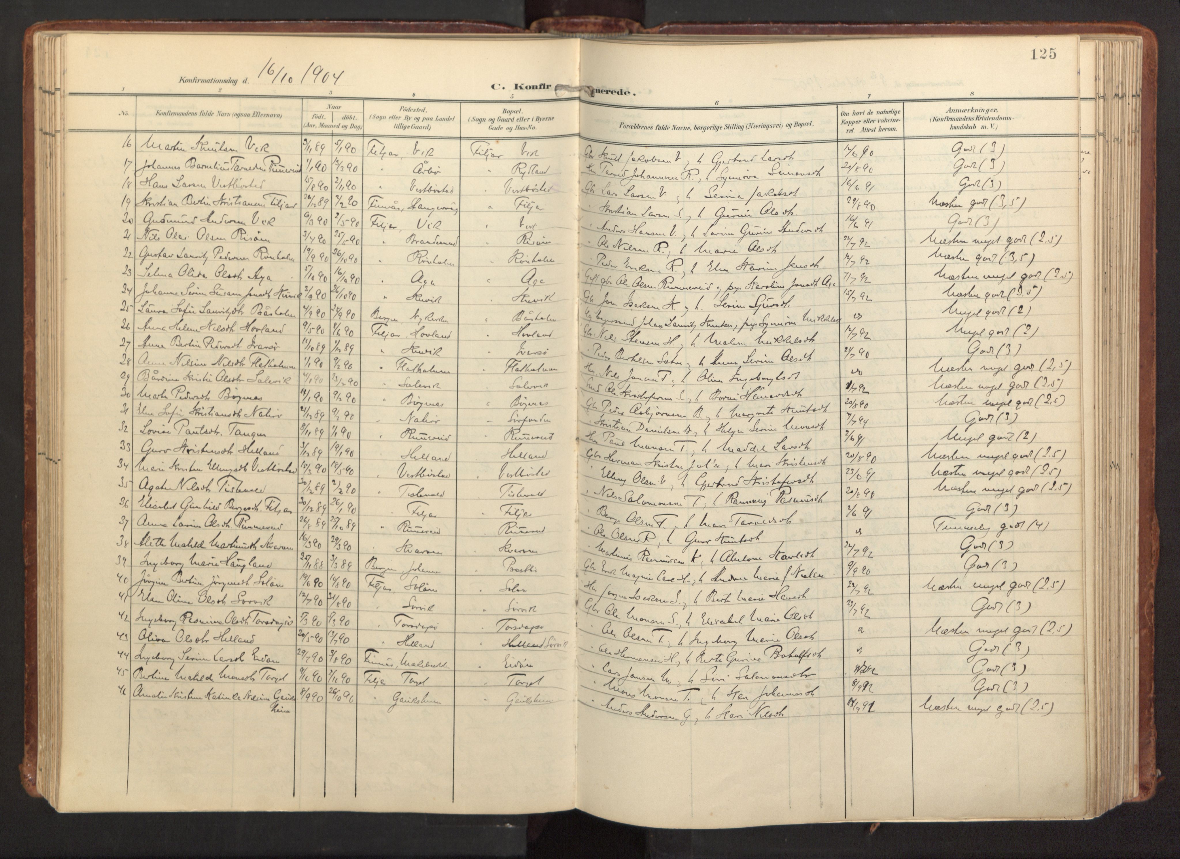 Fitjar sokneprestembete, AV/SAB-A-99926: Parish register (official) no. A 3, 1900-1918, p. 125