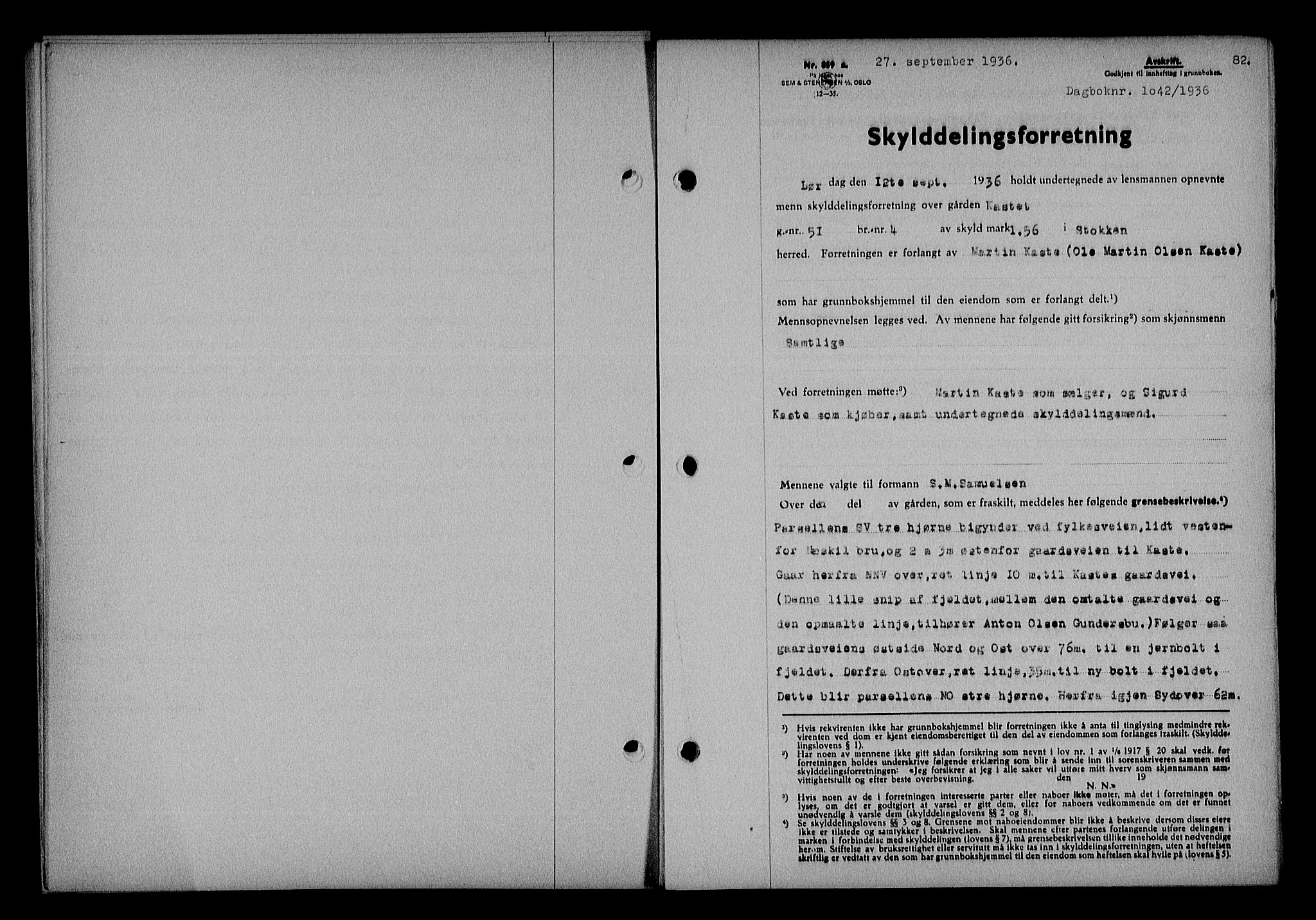 Nedenes sorenskriveri, SAK/1221-0006/G/Gb/Gba/L0043: Mortgage book no. 39, 1936-1937, Diary no: : 1042/1936