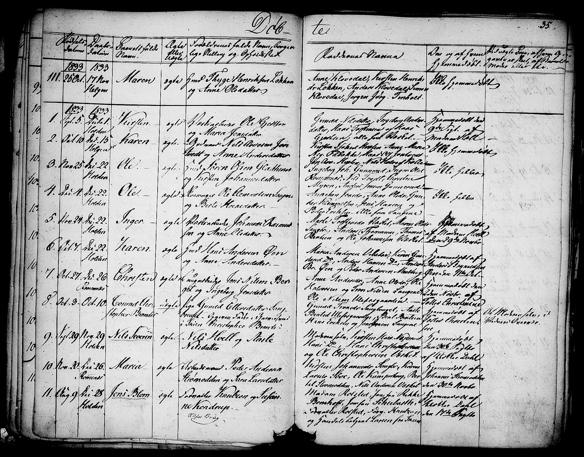 Holla kirkebøker, SAKO/A-272/F/Fa/L0004: Parish register (official) no. 4, 1830-1848, p. 35