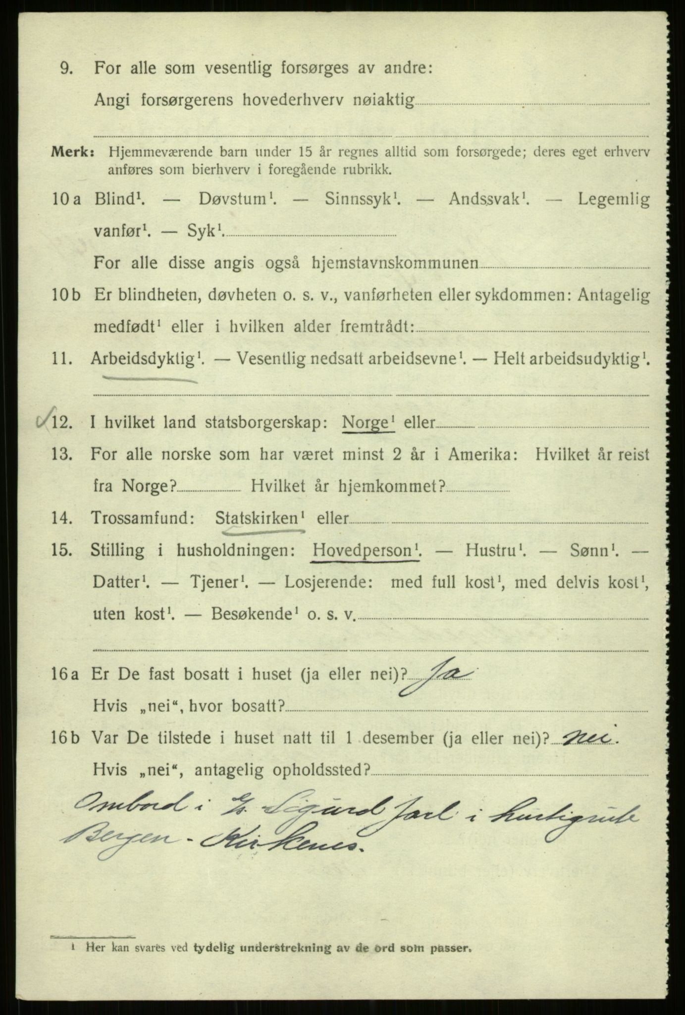 SAB, 1920 census for Bergen, 1920, p. 241589