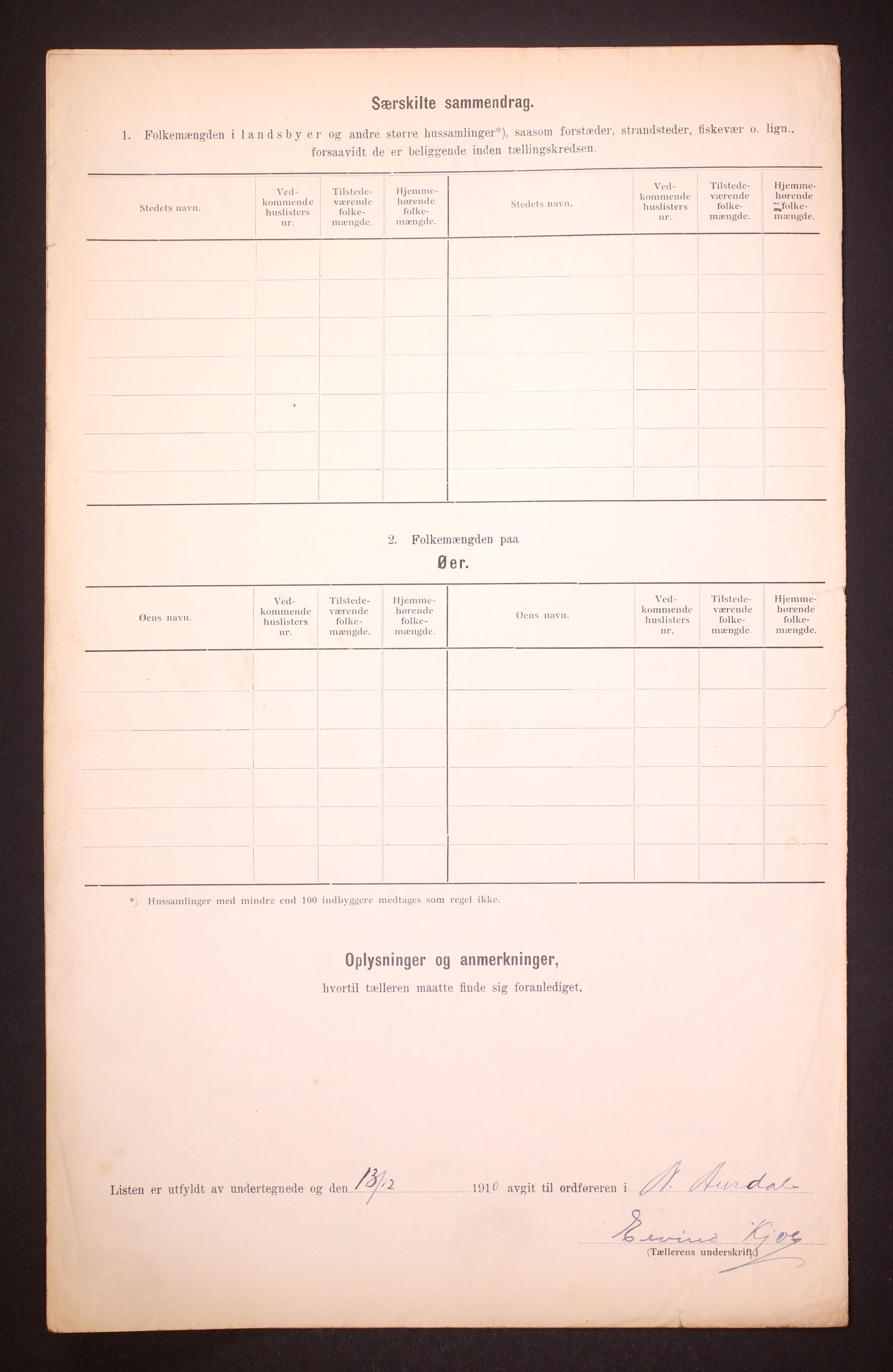 RA, 1910 census for Nord-Aurdal, 1910, p. 52