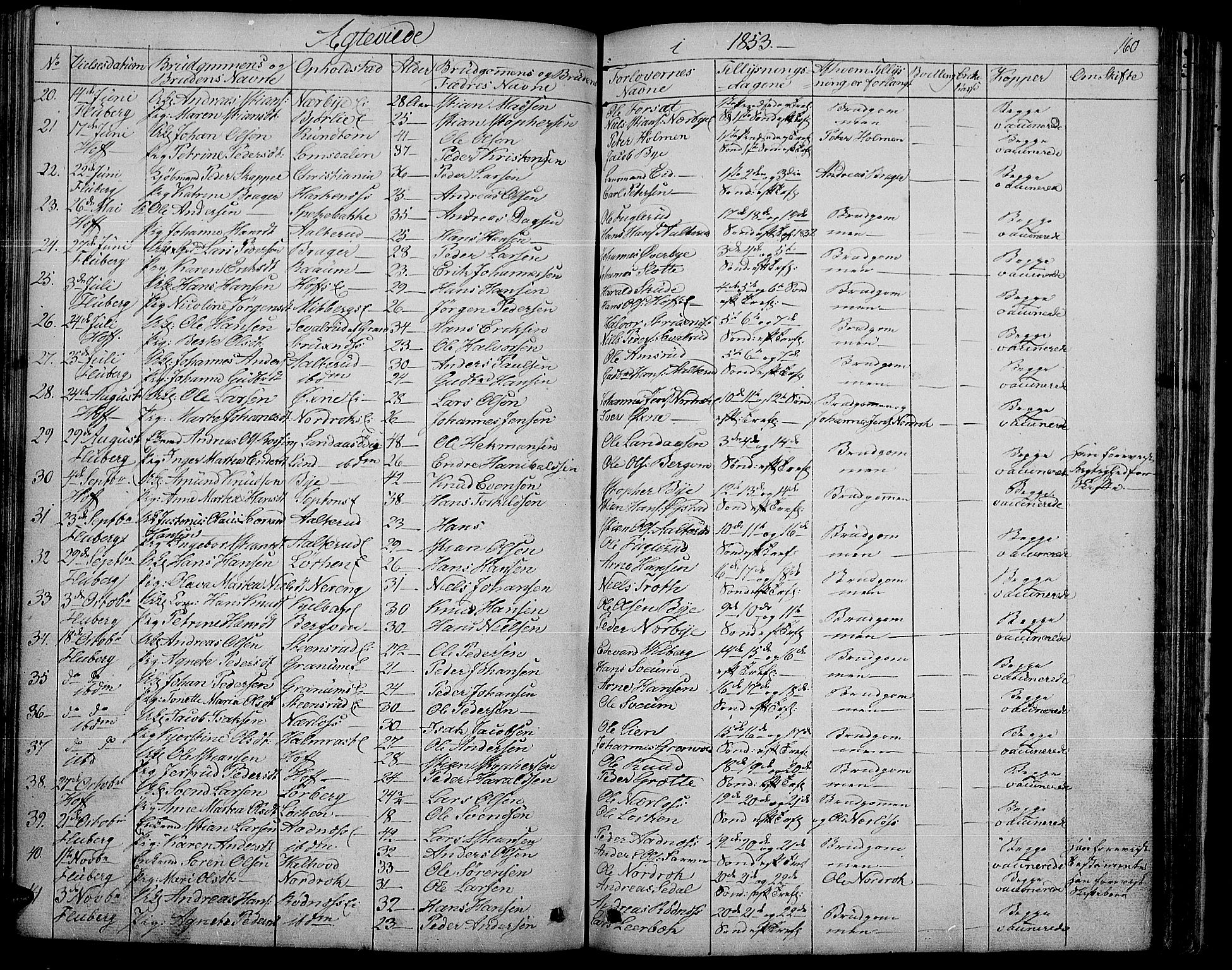 Søndre Land prestekontor, SAH/PREST-122/L/L0001: Parish register (copy) no. 1, 1849-1883, p. 160
