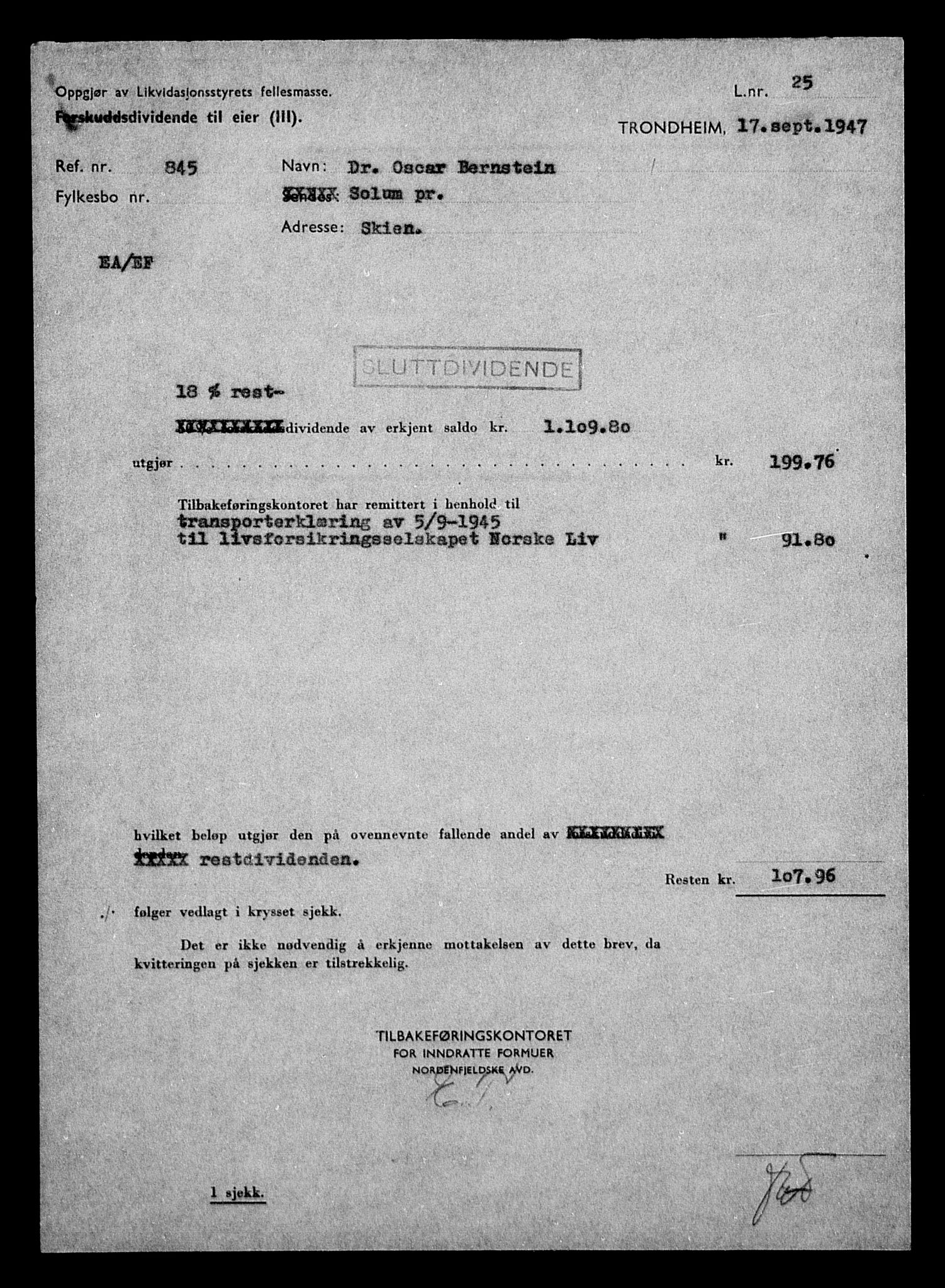 Justisdepartementet, Tilbakeføringskontoret for inndratte formuer, AV/RA-S-1564/H/Hc/Hcb/L0910: --, 1945-1947, p. 234