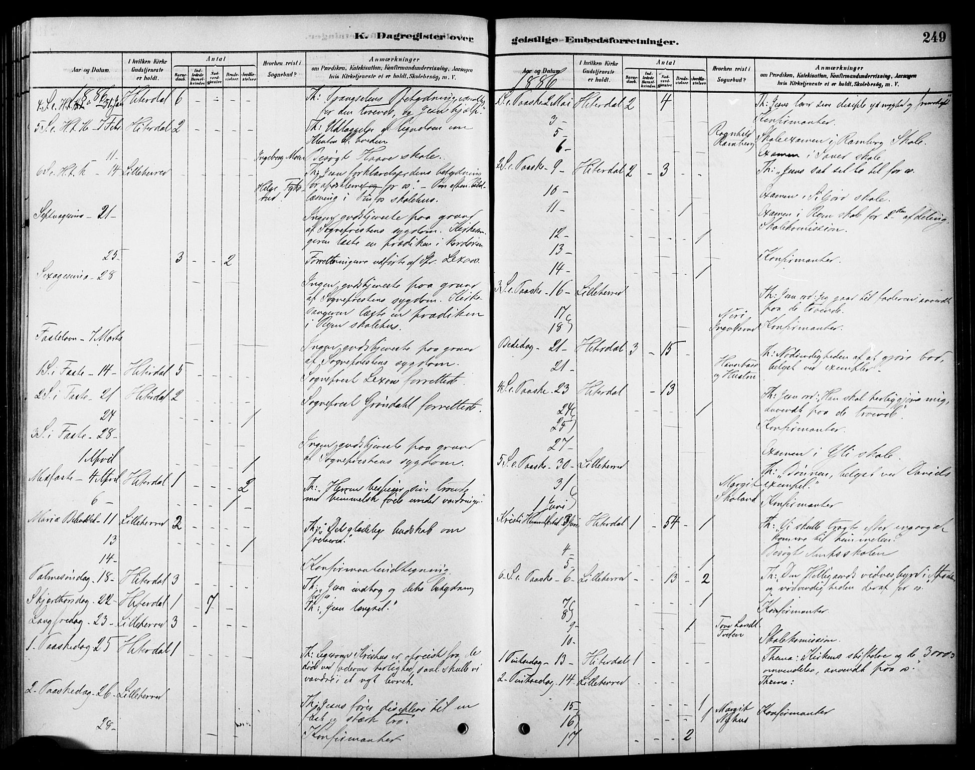 Heddal kirkebøker, SAKO/A-268/F/Fa/L0009: Parish register (official) no. I 9, 1878-1903, p. 249