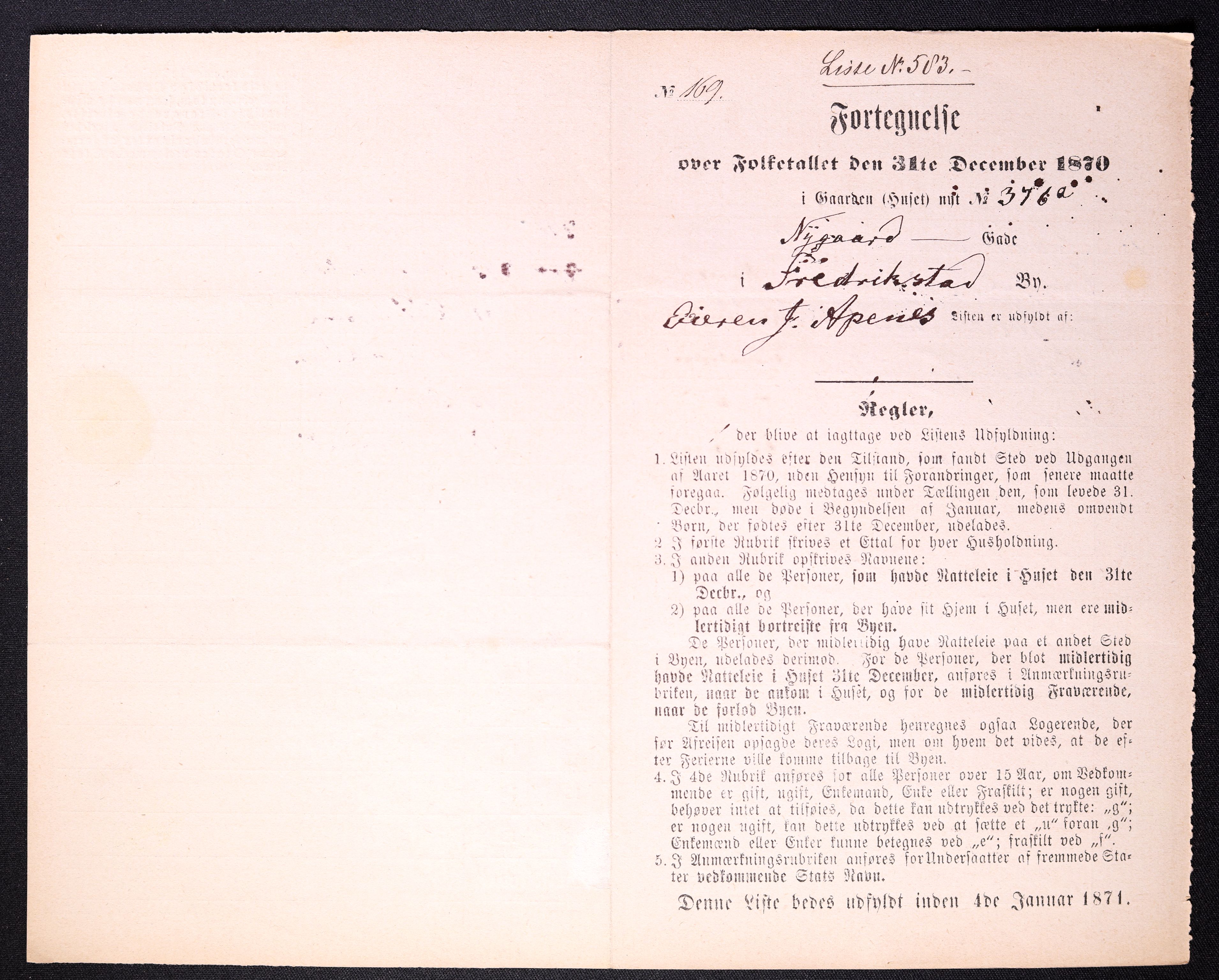 RA, 1870 census for 0103 Fredrikstad, 1870, p. 1167