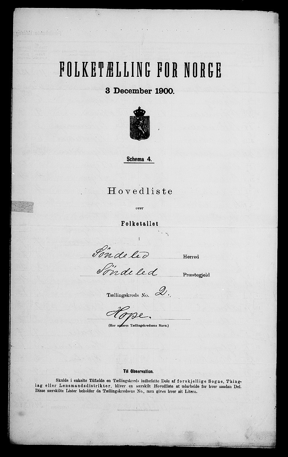 SAK, 1900 census for Søndeled, 1900, p. 29