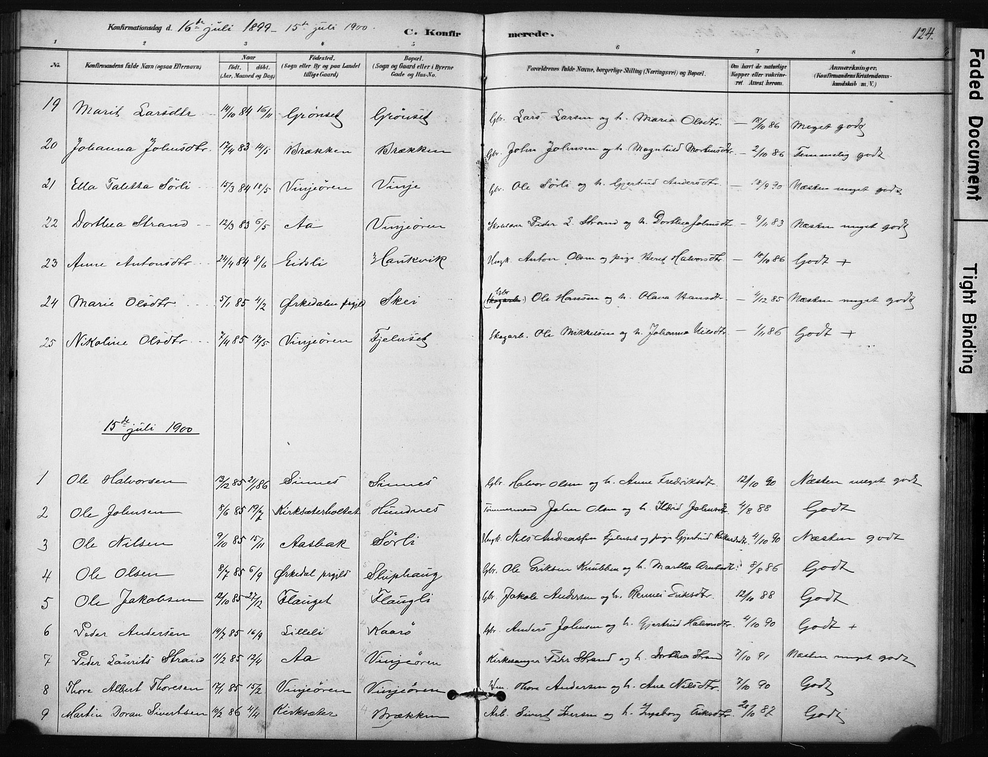 Ministerialprotokoller, klokkerbøker og fødselsregistre - Sør-Trøndelag, AV/SAT-A-1456/631/L0512: Parish register (official) no. 631A01, 1879-1912, p. 124