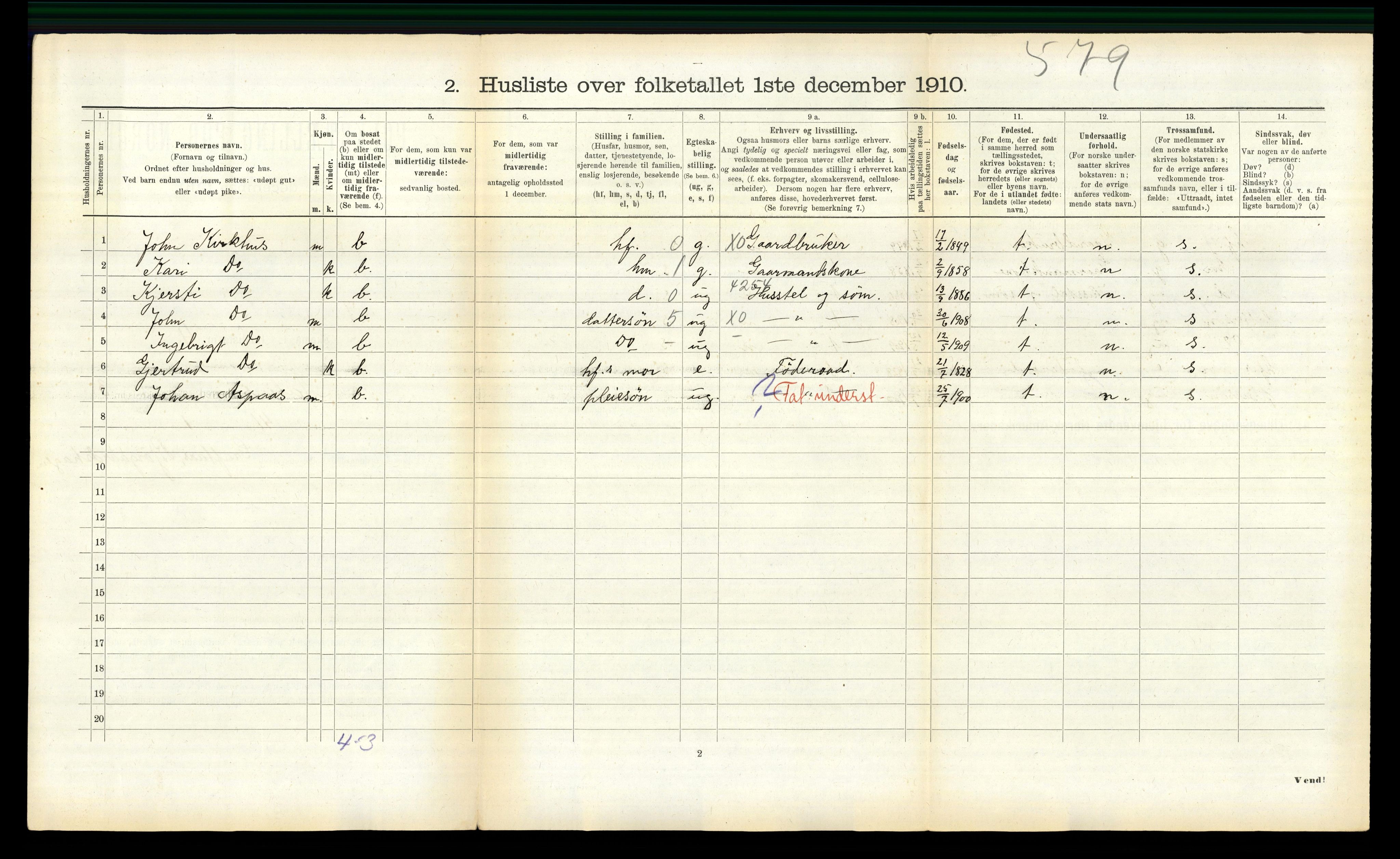 RA, 1910 census for Ålen, 1910, p. 240