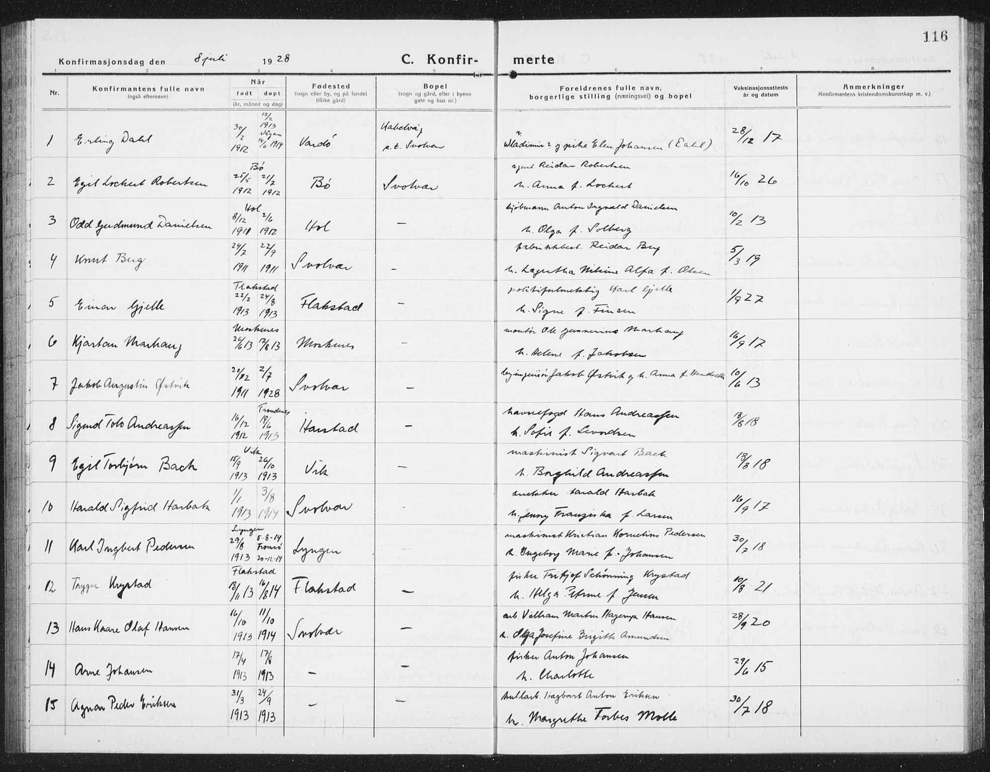 Ministerialprotokoller, klokkerbøker og fødselsregistre - Nordland, SAT/A-1459/877/L1117: Parish register (copy) no. 877C01, 1923-1942, p. 116