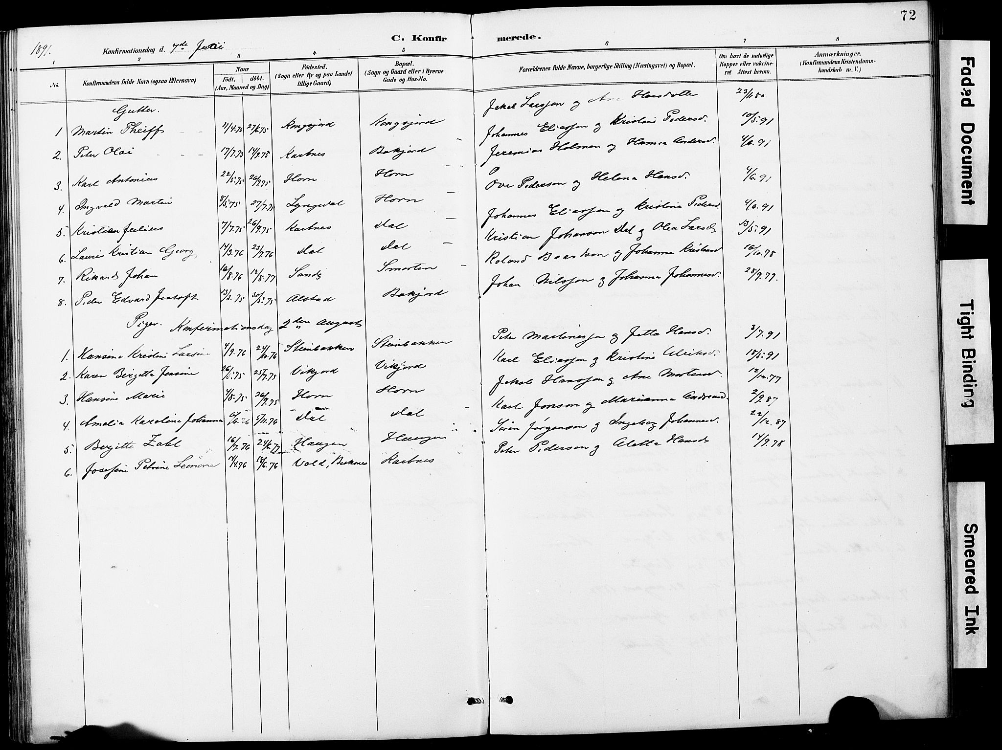 Ministerialprotokoller, klokkerbøker og fødselsregistre - Nordland, AV/SAT-A-1459/884/L1197: Parish register (copy) no. 884C03, 1888-1926, p. 72