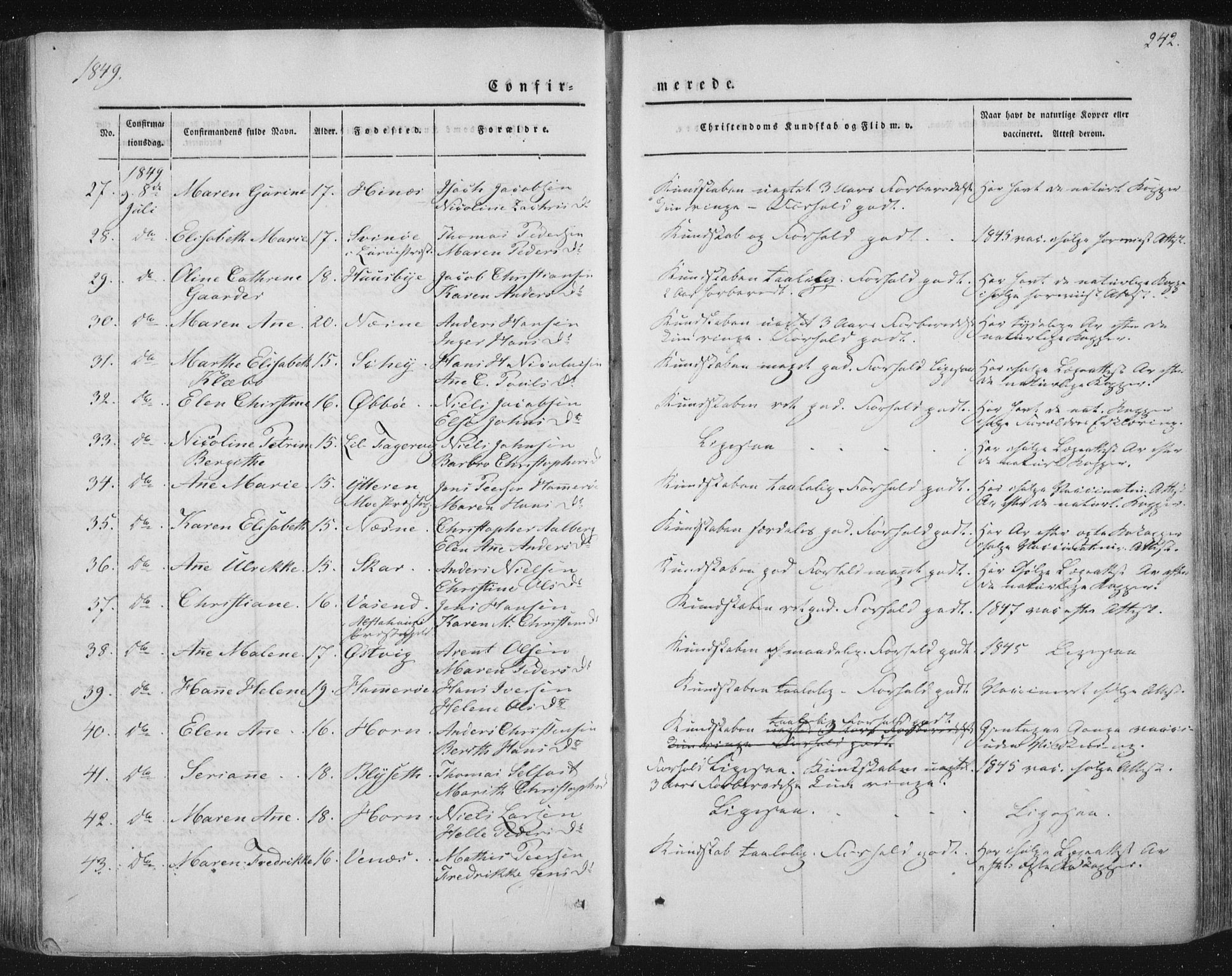 Ministerialprotokoller, klokkerbøker og fødselsregistre - Nordland, AV/SAT-A-1459/838/L0549: Parish register (official) no. 838A07, 1840-1854, p. 242