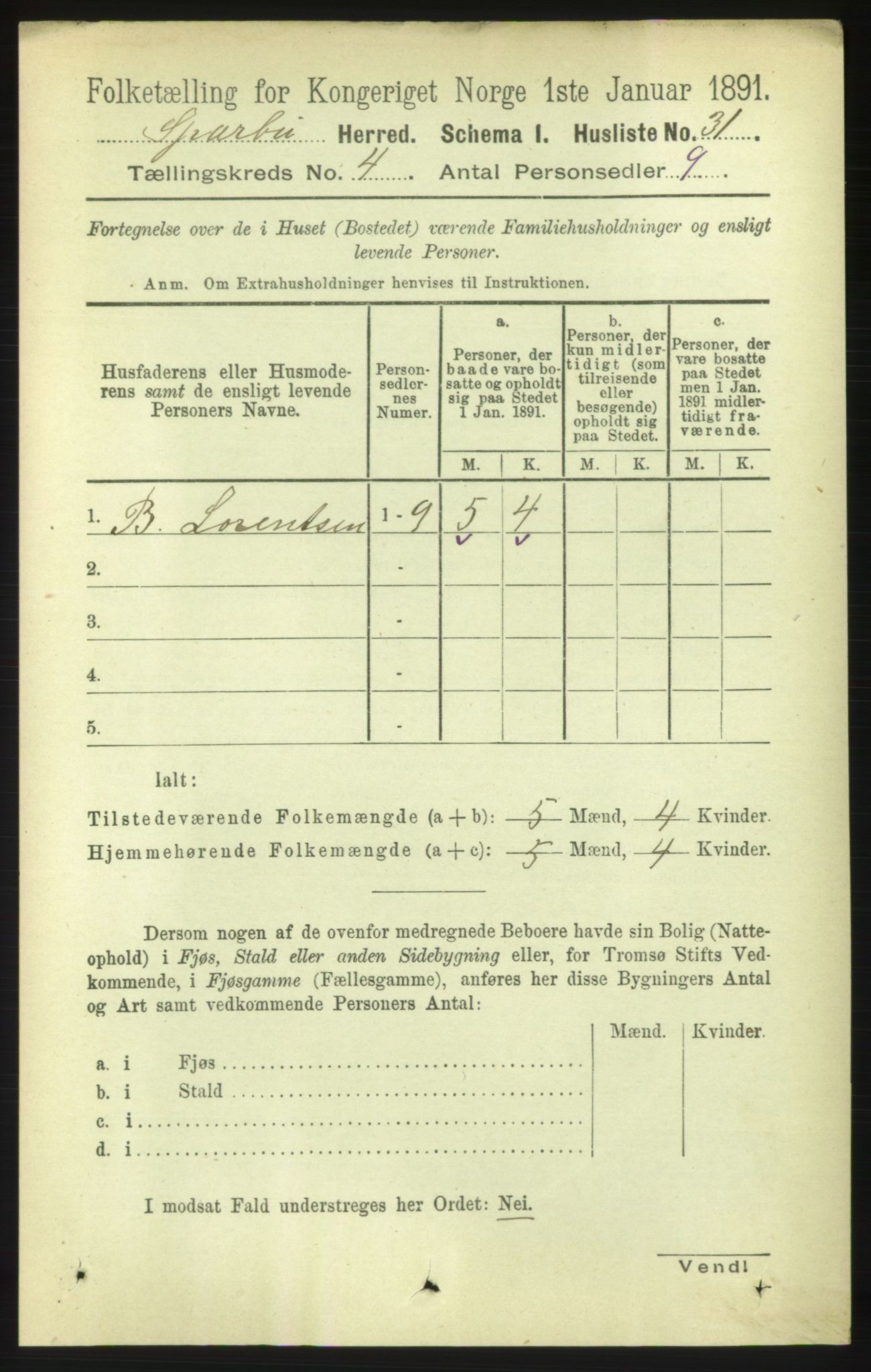 RA, 1891 census for 1731 Sparbu, 1891, p. 1352