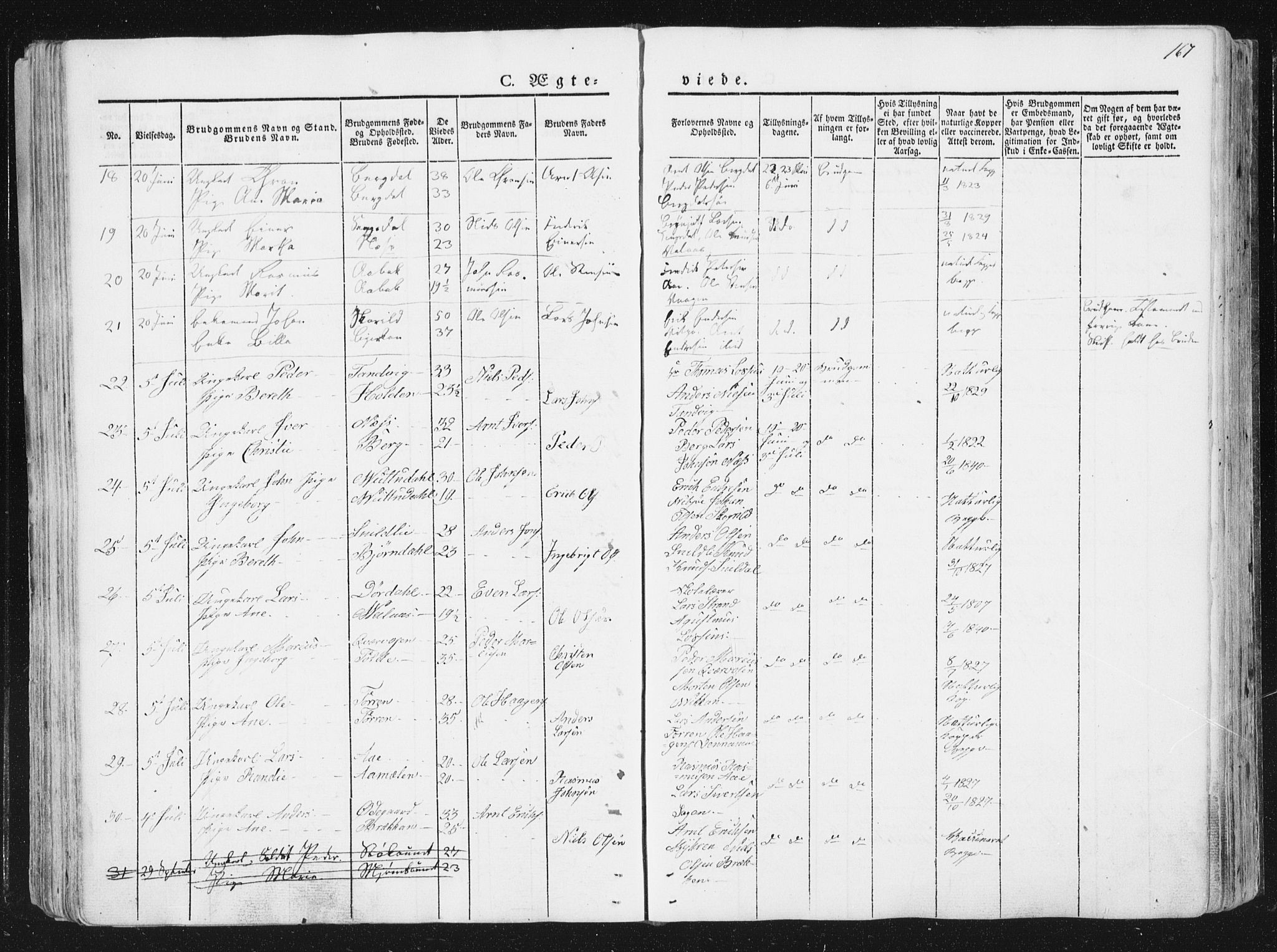 Ministerialprotokoller, klokkerbøker og fødselsregistre - Sør-Trøndelag, SAT/A-1456/630/L0493: Parish register (official) no. 630A06, 1841-1851, p. 167