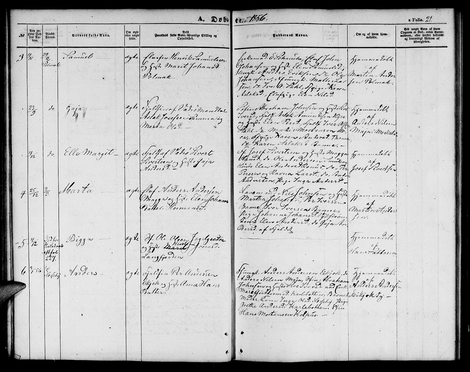 Tana sokneprestkontor, SATØ/S-1334/H/Hb/L0001klokker: Parish register (copy) no. 1 /1, 1853-1867, p. 21